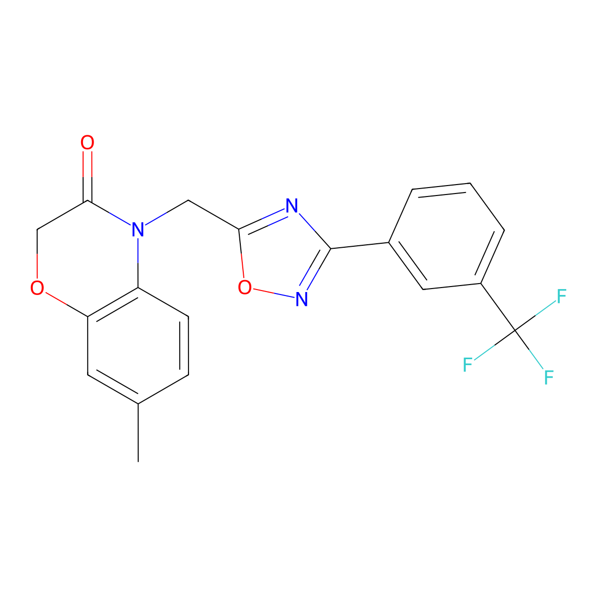 7-methyl-4-((3-(3-(trifluoromethyl)phenyl)-1,2,4-oxadiazol-5-yl)methyl)-2H-benzo[b][1,4]oxazin-3(4H)-one molecular structure, CAS 1105213-72-6