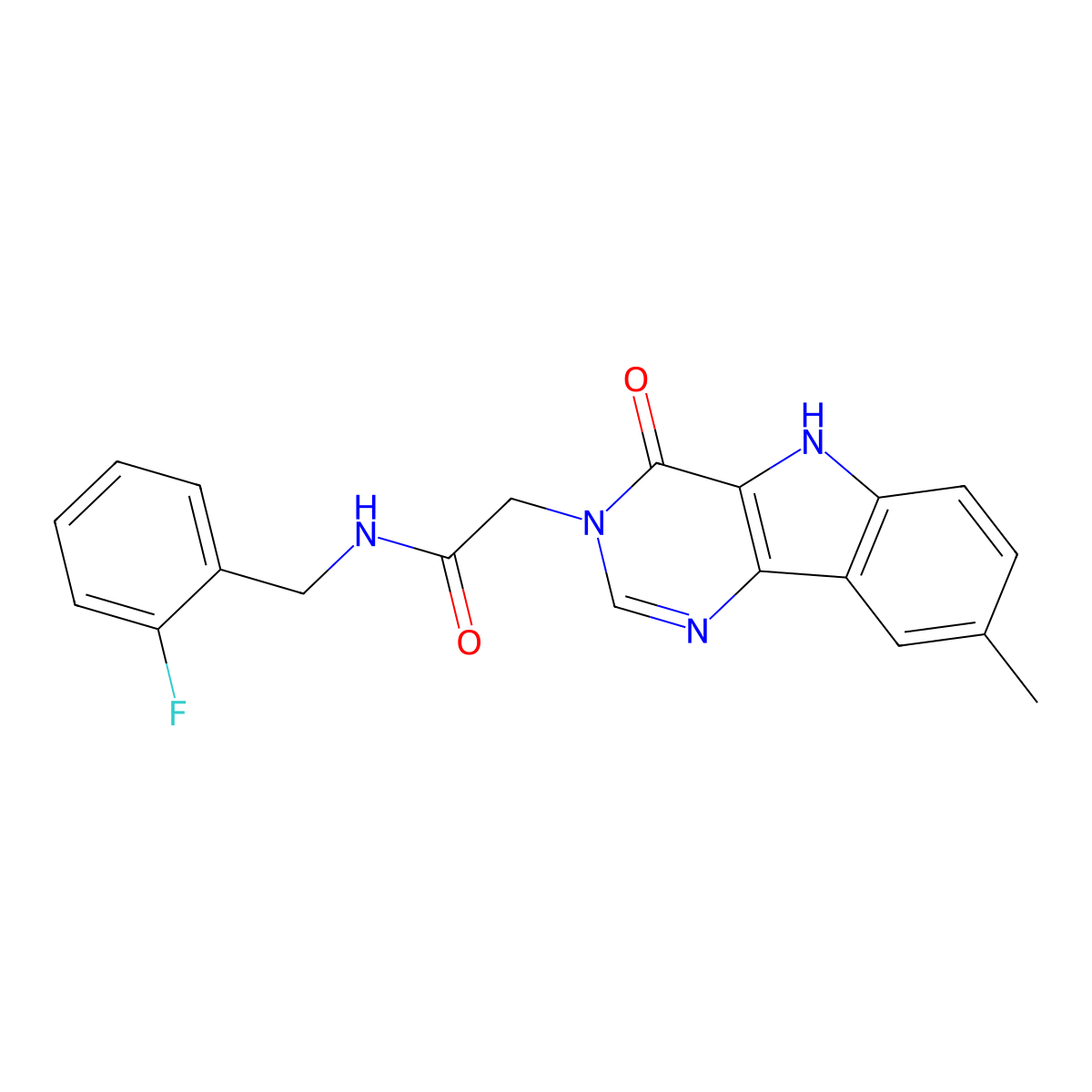 N-(2-fluorobenzyl)-2-(8-methyl-4-oxo-4,5-dihydro-3H-pyrimido[5,4-b]indol-3-yl)acetamide molecular structure, CAS 1105213-74-8