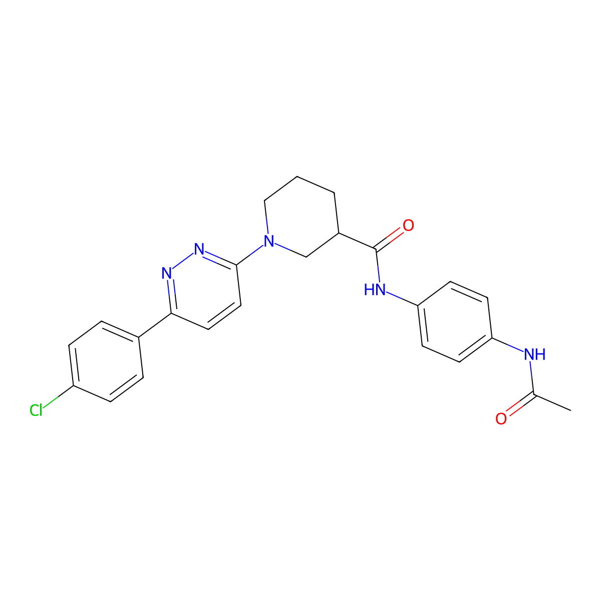 N-(4-acetamidophenyl)-1-(6-(4-chlorophenyl)pyridazin-3-yl)piperidine-3-carboxamide molecular structure, CAS 1105213-81-7