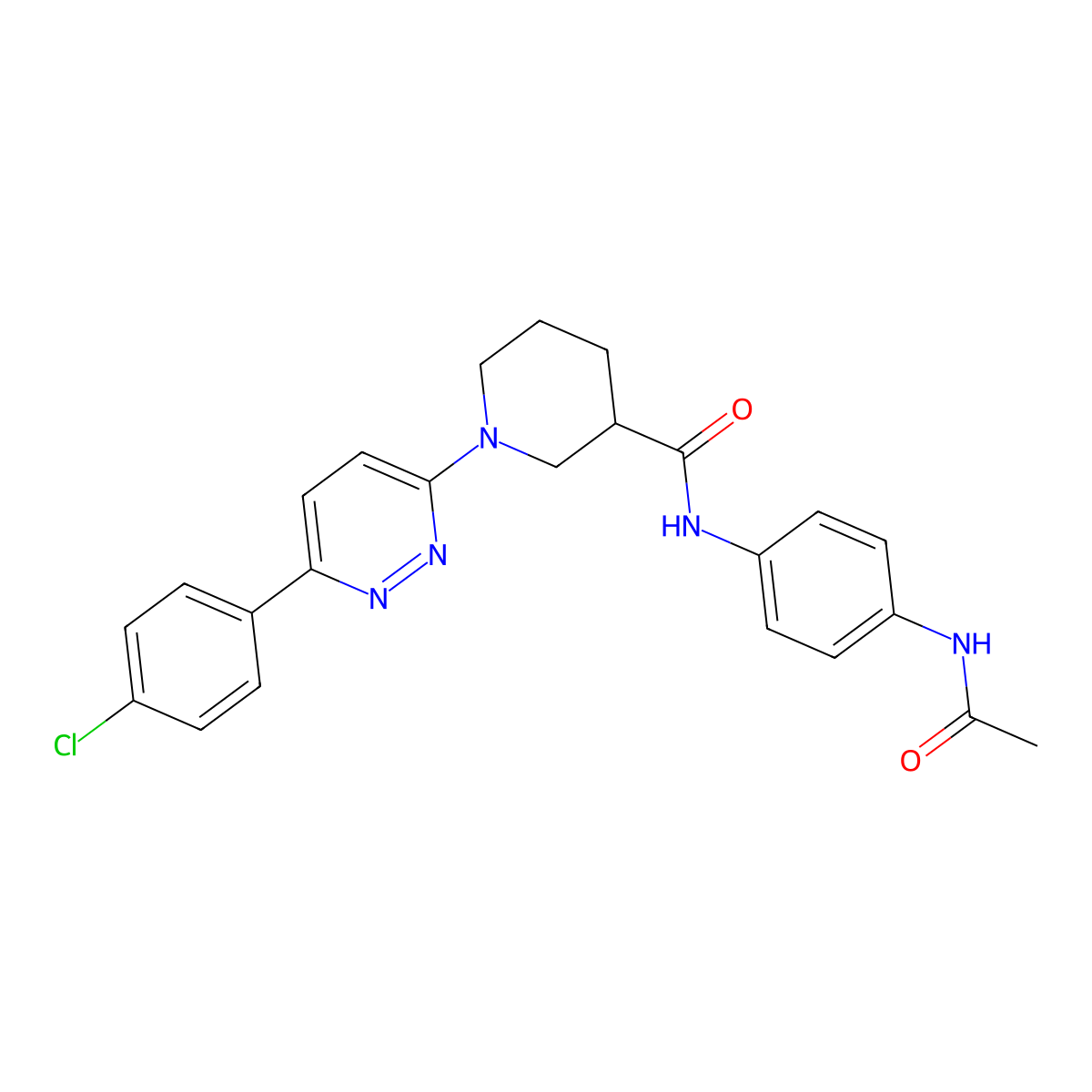 N-(4-acetamidophenyl)-1-(6-(4-chlorophenyl)pyridazin-3-yl)piperidine-3-carboxamide molecular structure, CAS 1105213-81-7