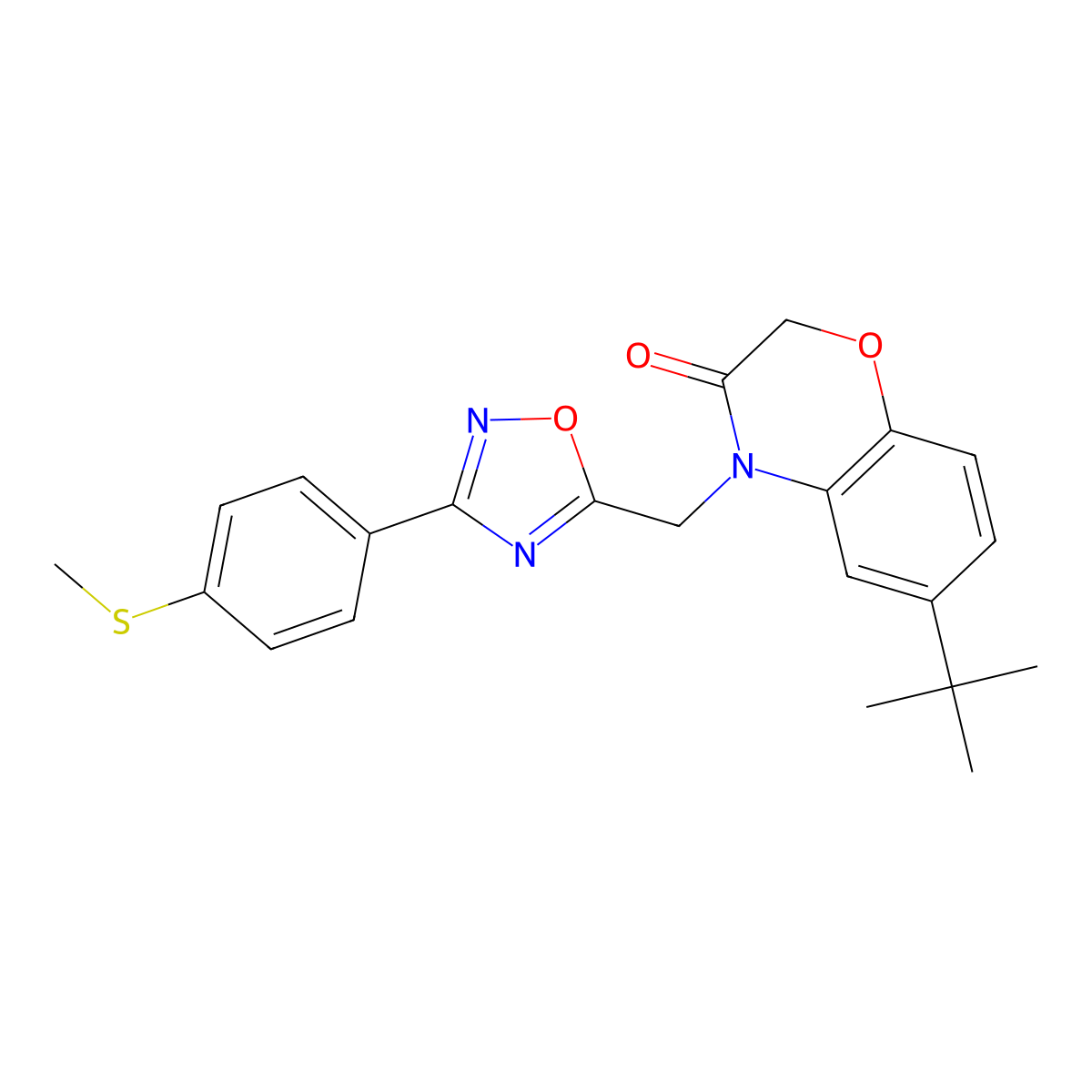6-(tert-butyl)-4-((3-(4-(methylthio)phenyl)-1,2,4-oxadiazol-5-yl)methyl)-2H-benzo[b][1,4]oxazin-3(4H)-one molecular structure, CAS 1105213-82-8