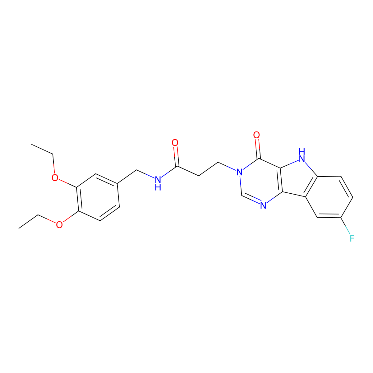N-(3,4-diethoxybenzyl)-3-(8-fluoro-4-oxo-4,5-dihydro-3H-pyrimido[5,4-b]indol-3-yl)propanamide molecular structure, CAS 1105213-89-5
