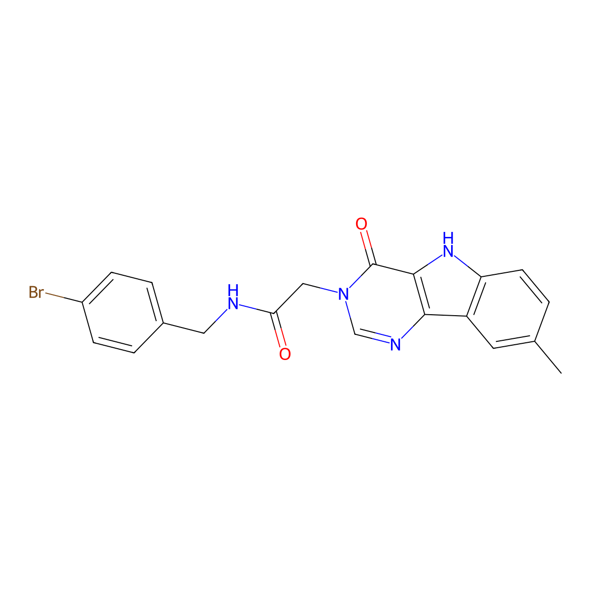 N-[(4-bromophenyl)methyl]-2-{8-methyl-4-oxo-3H,4H,5H-pyrimido[5,4-b]indol-3-yl}acetamide molecular structure, CAS 1105213-92-0