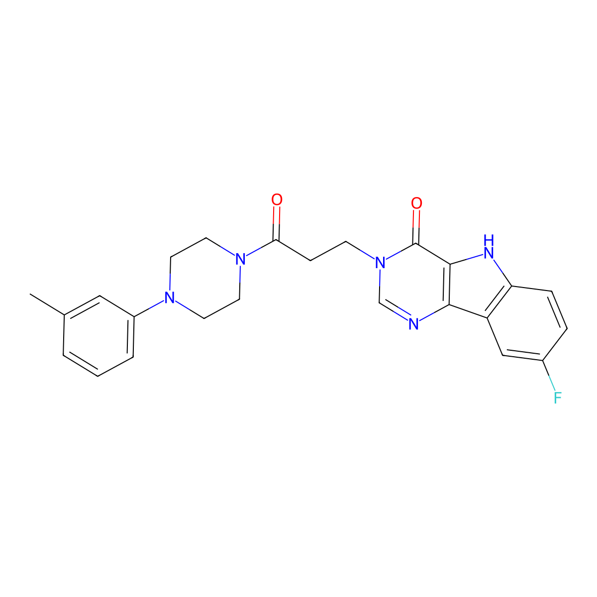8-fluoro-3-(3-oxo-3-(4-(m-tolyl)piperazin-1-yl)propyl)-3H-pyrimido[5,4-b]indol-4(5H)-one molecular structure, CAS 1105213-96-4