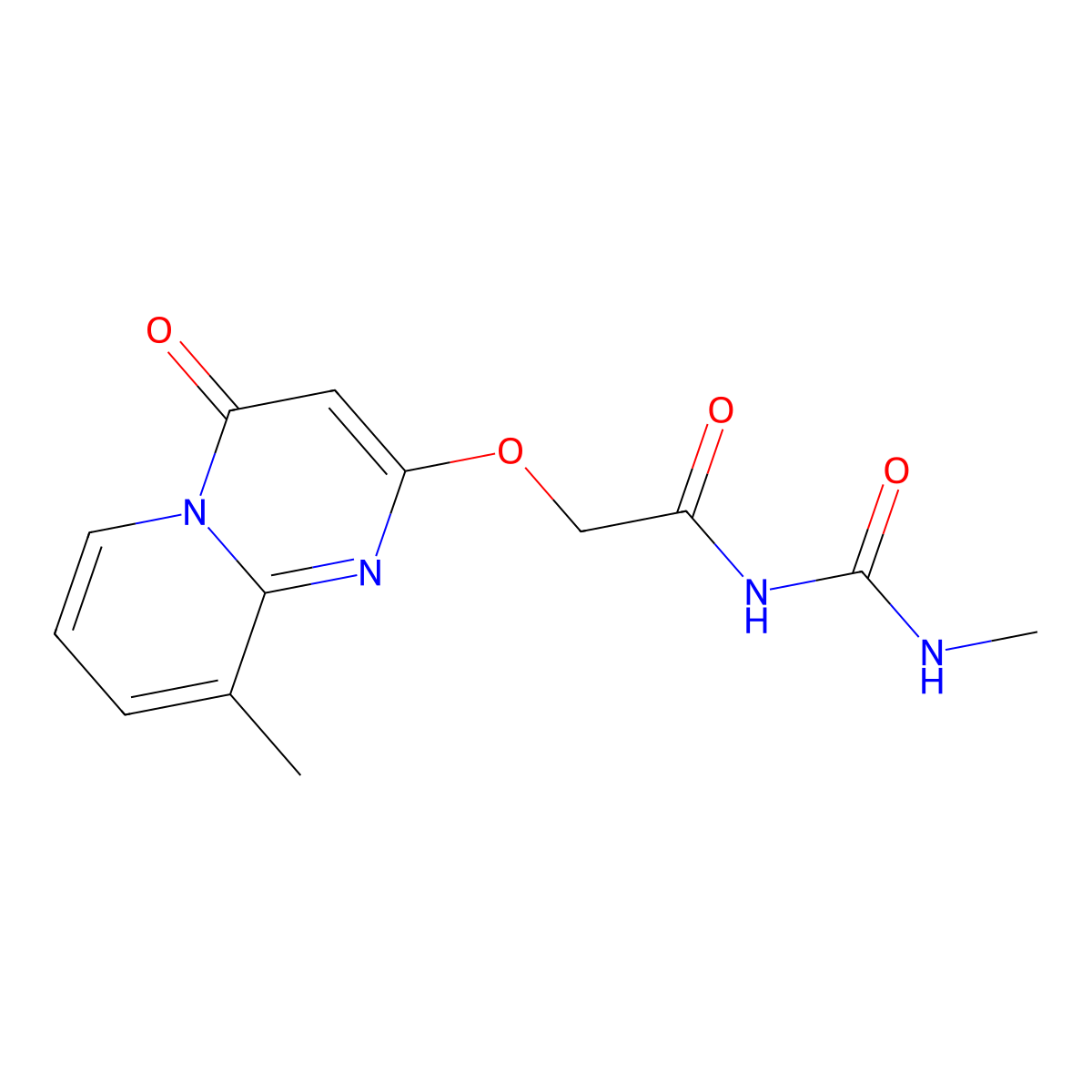 2-((9-methyl-4-oxo-4H-pyrido[1,2-a]pyrimidin-2-yl)oxy)-N-(methylcarbamoyl)acetamide molecular structure, CAS 1105214-02-5