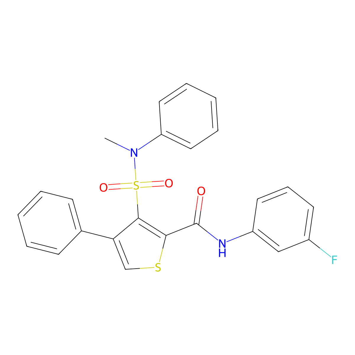 N-(3-fluorophenyl)-3-[methyl(phenyl)sulfamoyl]-4-phenylthiophene-2-carboxamide molecular structure, CAS 1105214-06-9