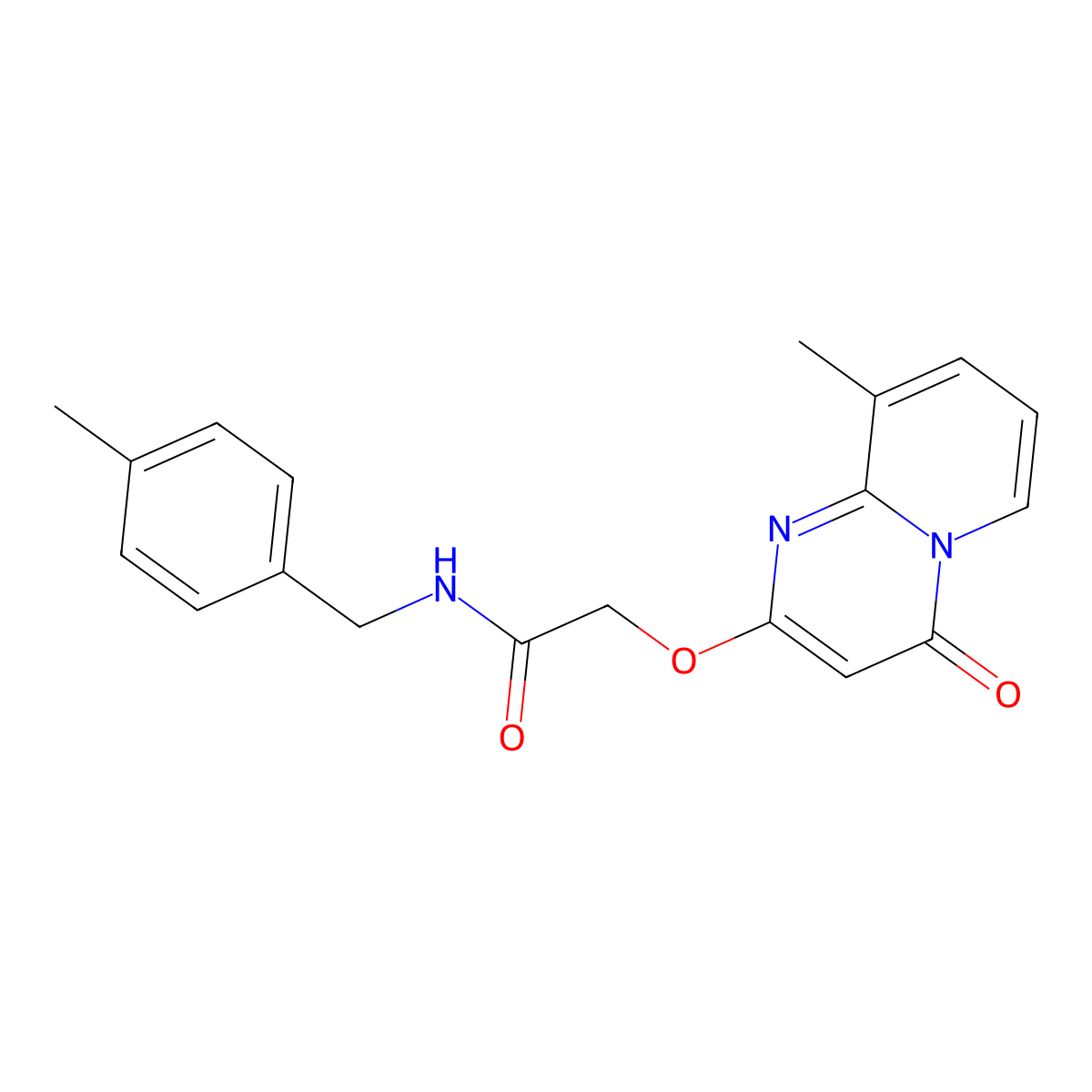 2-((9-methyl-4-oxo-4H-pyrido[1,2-a]pyrimidin-2-yl)oxy)-N-(4-methylbenzyl)acetamide molecular structure, CAS 1105214-07-0
