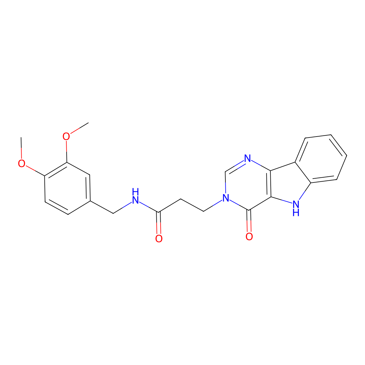 N-(3,4-dimethoxybenzyl)-3-(4-oxo-4,5-dihydro-3H-pyrimido[5,4-b]indol-3-yl)propanamide molecular structure, CAS 1105214-08-1