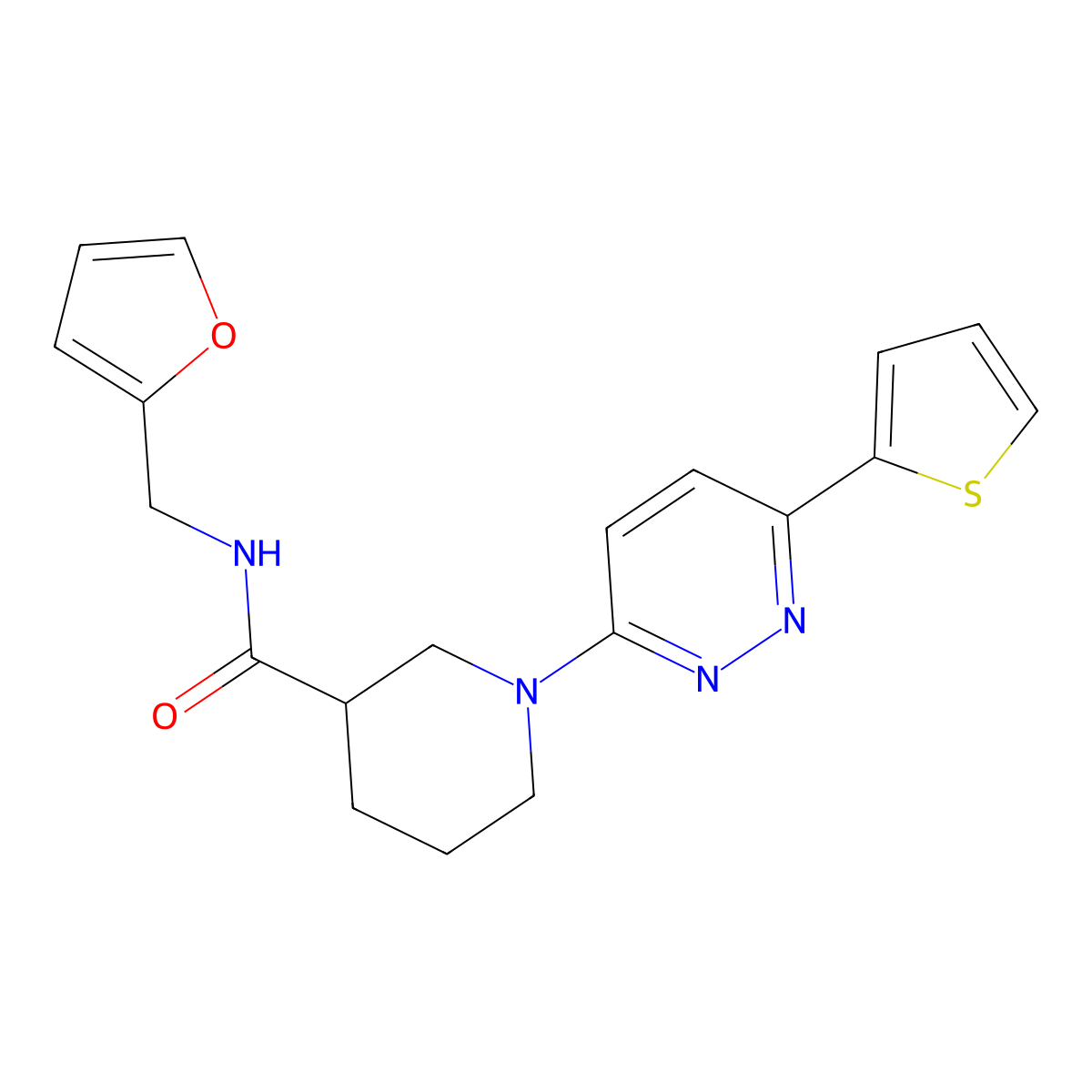 N-(furan-2-ylmethyl)-1-(6-(thiophen-2-yl)pyridazin-3-yl)piperidine-3-carboxamide molecular structure, CAS 1105214-14-9