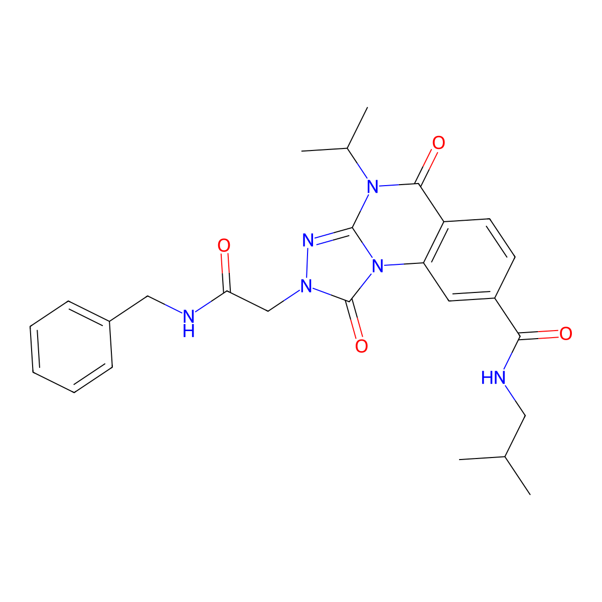 2-[2-(benzylamino)-2-oxoethyl]-N-isobutyl-4-isopropyl-1,5-dioxo-1,2,4,5-tetrahydro[1,2,4]triazolo[4,3-a]quinazoline-8-carboxamide molecular structure, CAS 1105214-16-1