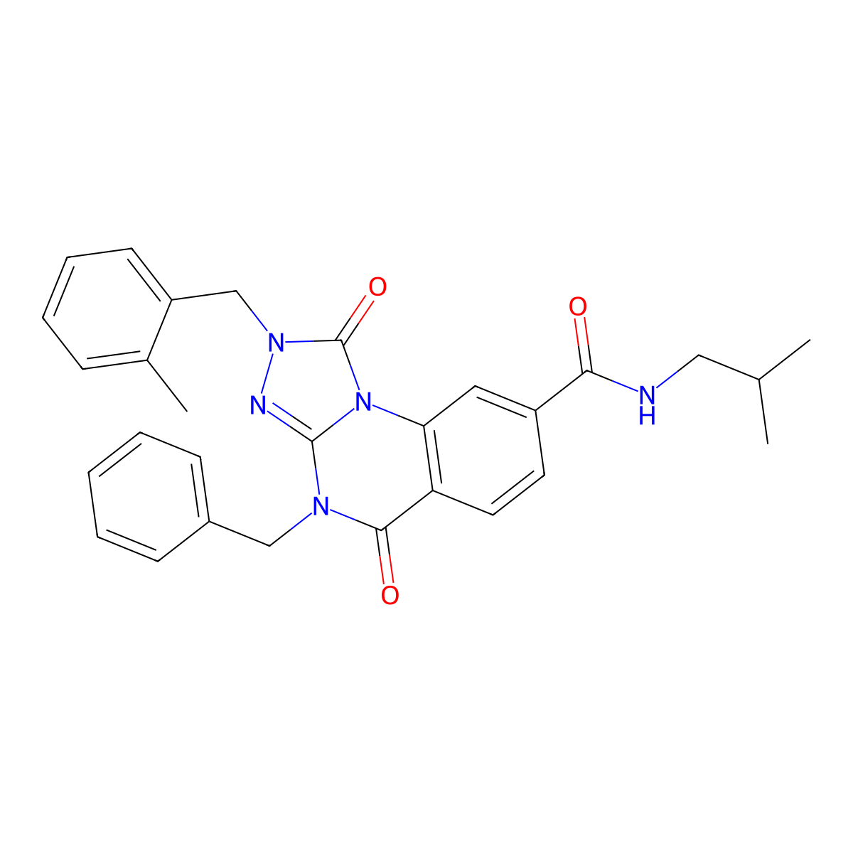 4-benzyl-N-isobutyl-2-(2-methylbenzyl)-1,5-dioxo-1,2,4,5-tetrahydro-[1,2,4]triazolo[4,3-a]quinazoline-8-carboxamide molecular structure, CAS 1105214-20-7
