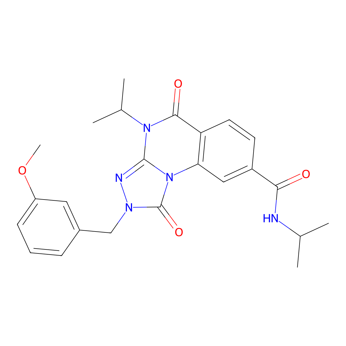 N,4-diisopropyl-2-(3-methoxybenzyl)-1,5-dioxo-1,2,4,5-tetrahydro-[1,2,4]triazolo[4,3-a]quinazoline-8-carboxamide molecular structure, CAS 1105214-24-1