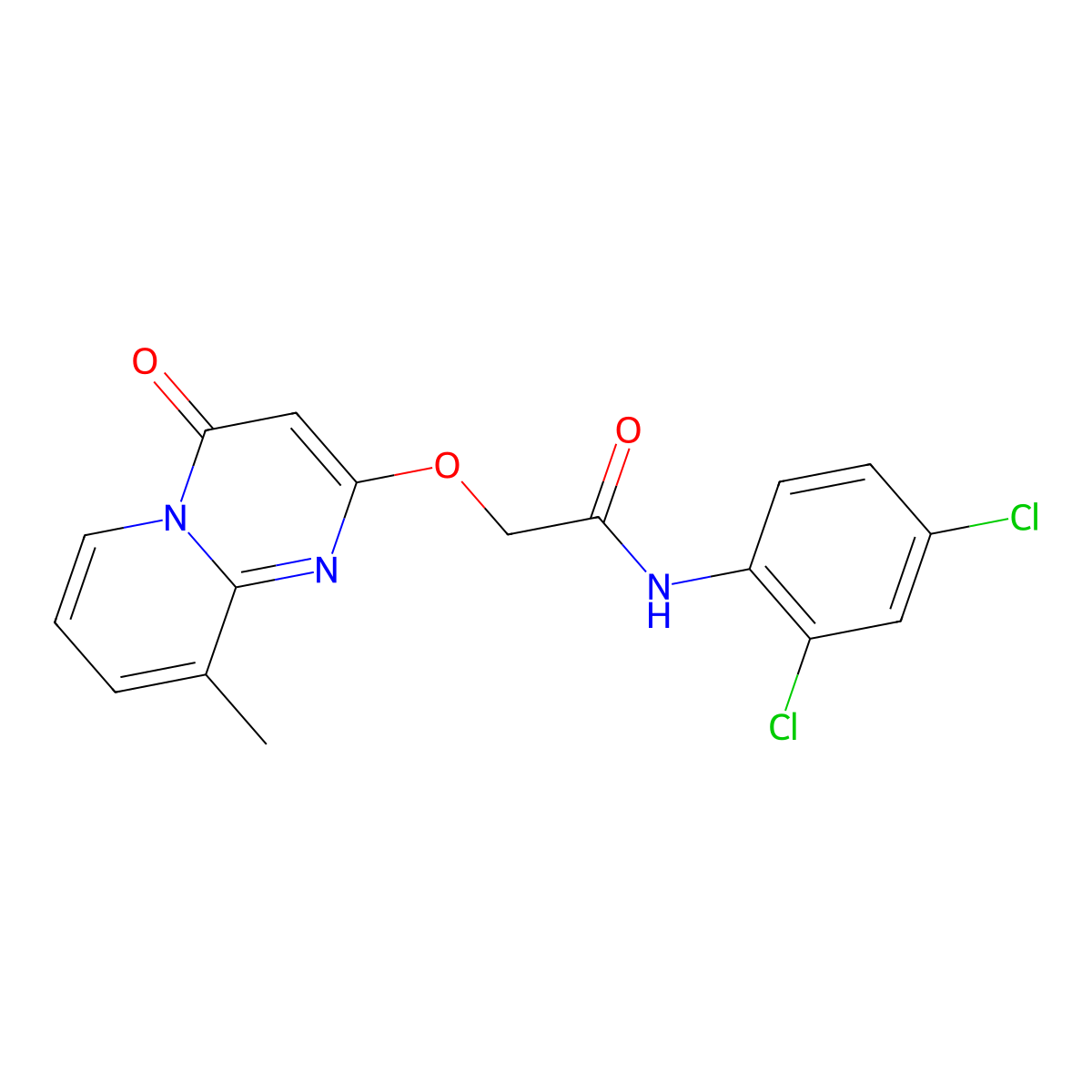 N-(2,4-dichlorophenyl)-2-((9-methyl-4-oxo-4H-pyrido[1,2-a]pyrimidin-2-yl)oxy)acetamide molecular structure, CAS 1105214-25-2
