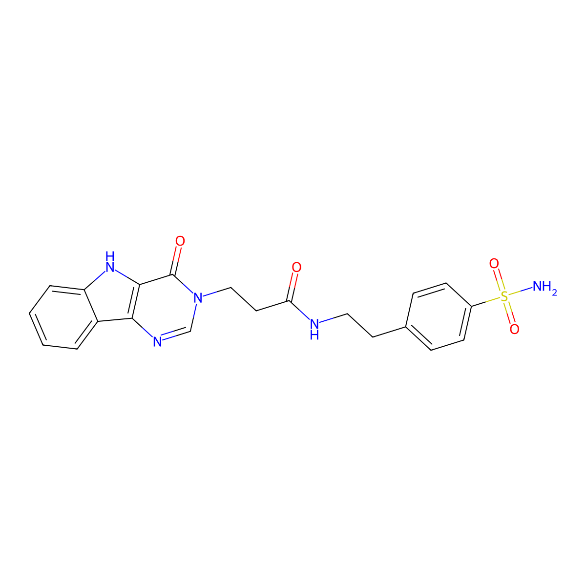 3-(4-oxo-4,5-dihydro-3H-pyrimido[5,4-b]indol-3-yl)-N-(4-sulfamoylphenethyl)propanamide molecular structure, CAS 1105214-26-3