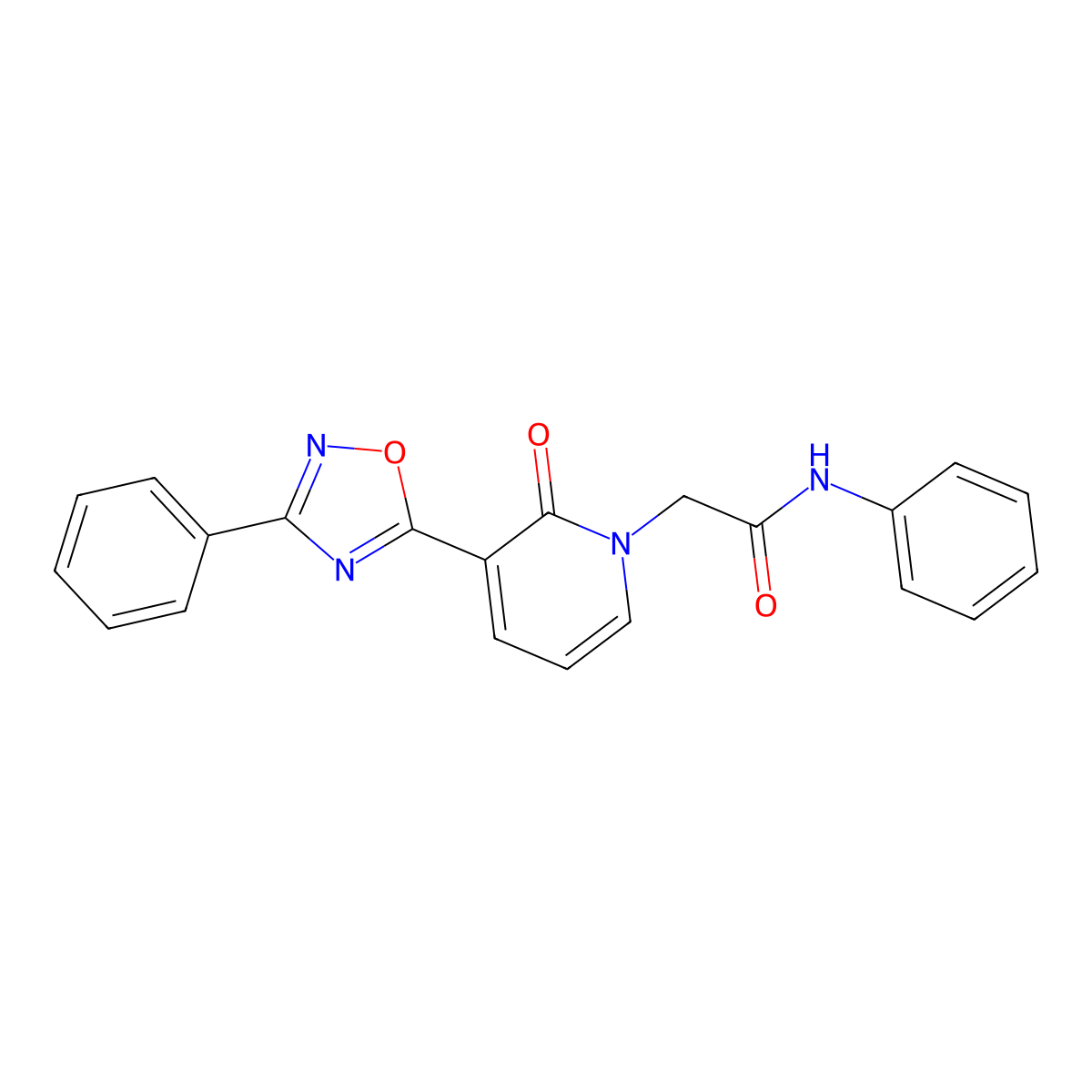 2-[2-oxo-3-(3-phenyl-1,2,4-oxadiazol-5-yl)pyridin-1(2H)-yl]-N-phenylacetamide molecular structure, CAS 1105214-30-9
