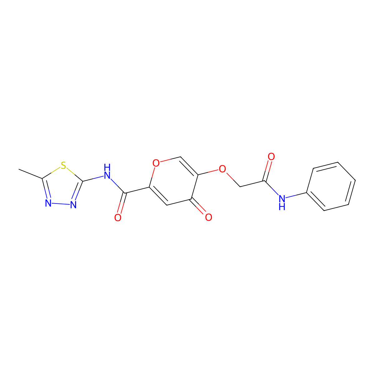 N-(5-methyl-1,3,4-thiadiazol-2-yl)-4-oxo-5-(2-oxo-2-(phenylamino)ethoxy)-4H-pyran-2-carboxamide molecular structure, CAS 1105214-33-2