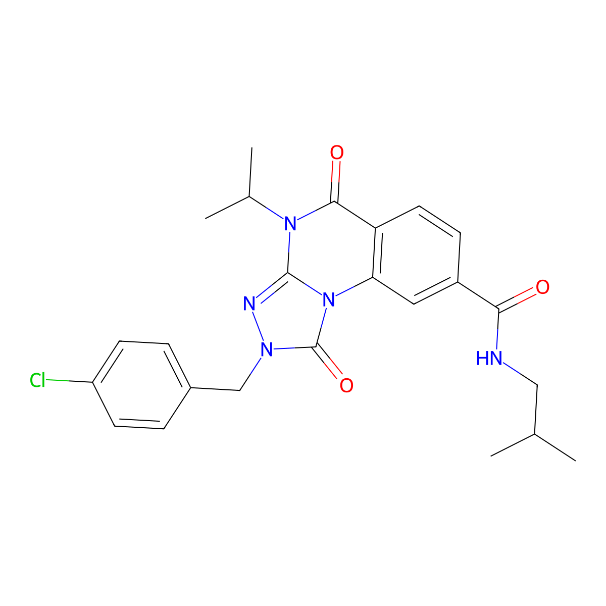 2-(4-chlorobenzyl)-N-isobutyl-4-isopropyl-1,5-dioxo-1,2,4,5-tetrahydro[1,2,4]triazolo[4,3-a]quinazoline-8-carboxamide molecular structure, CAS 1105214-36-5