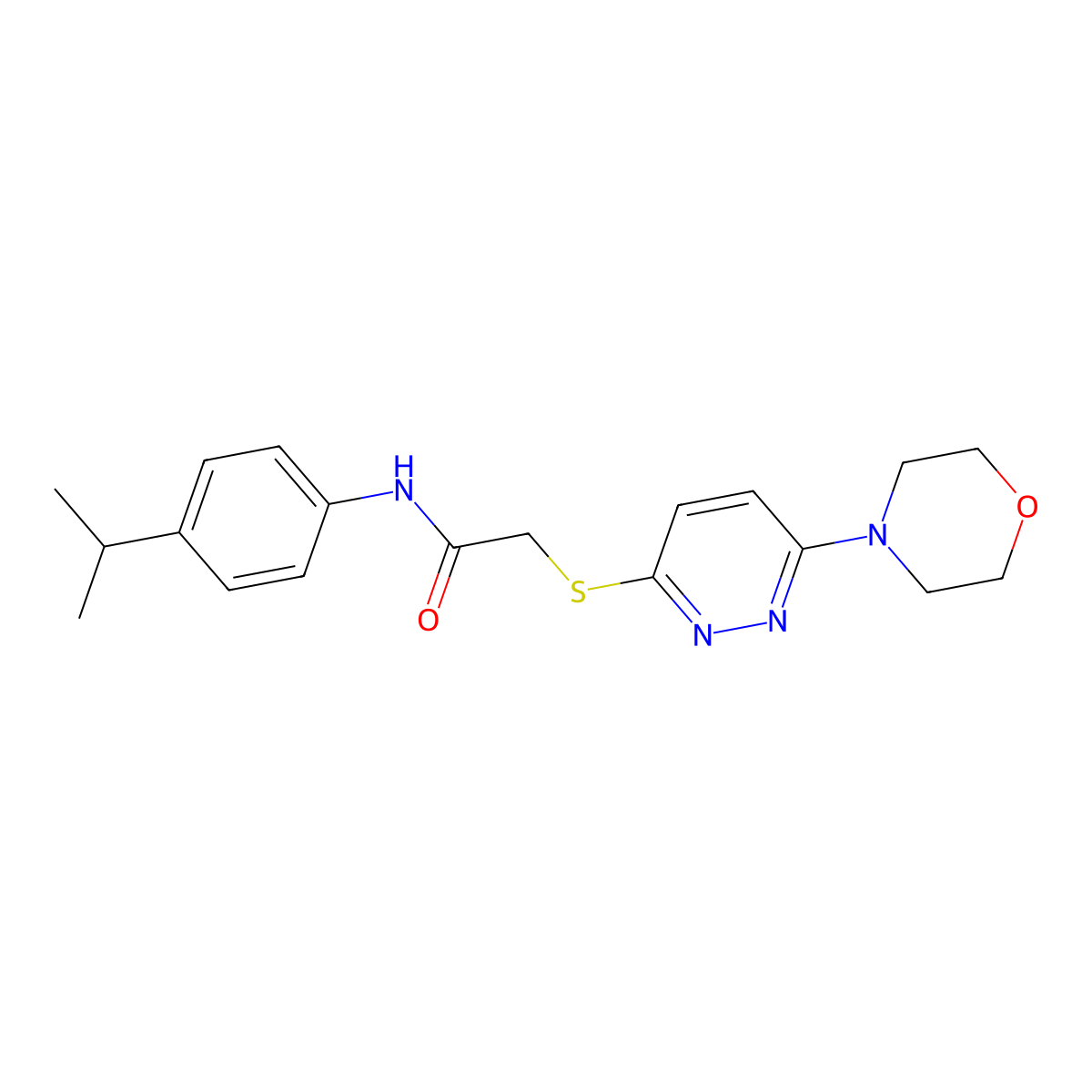 N-(4-isopropylphenyl)-2-((6-morpholinopyridazin-3-yl)thio)acetamide molecular structure, CAS 1105214-50-3