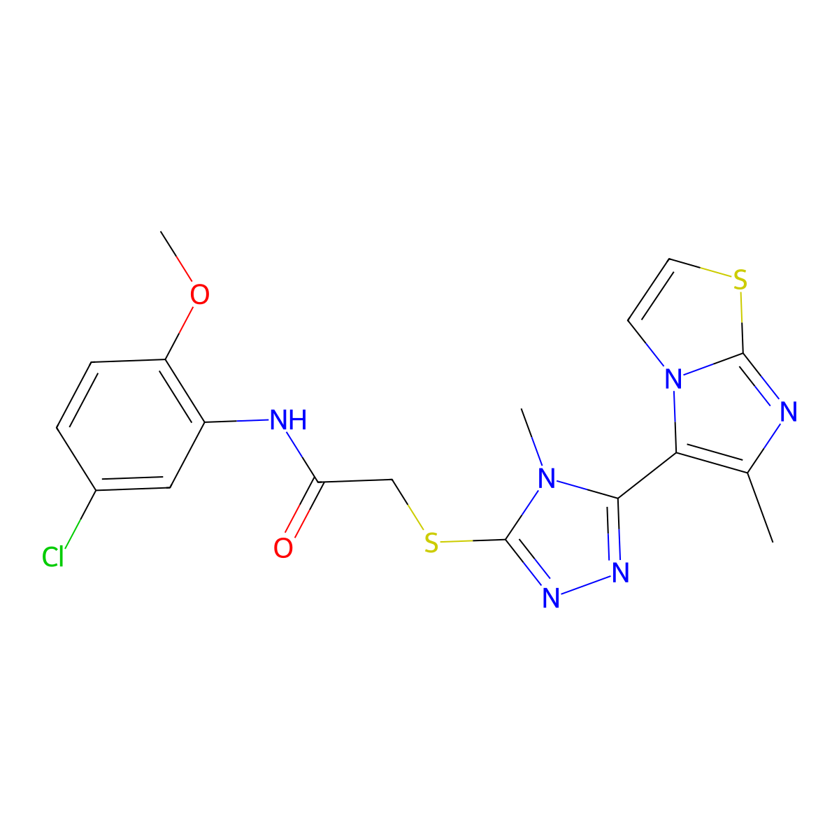 N-(5-chloro-2-methoxyphenyl)-2-((4-methyl-5-(6-methylimidazo[2,1-b]thiazol-5-yl)-4H-1,2,4-triazol-3-yl)thio)acetamide molecular structure, CAS 1105214-62-7