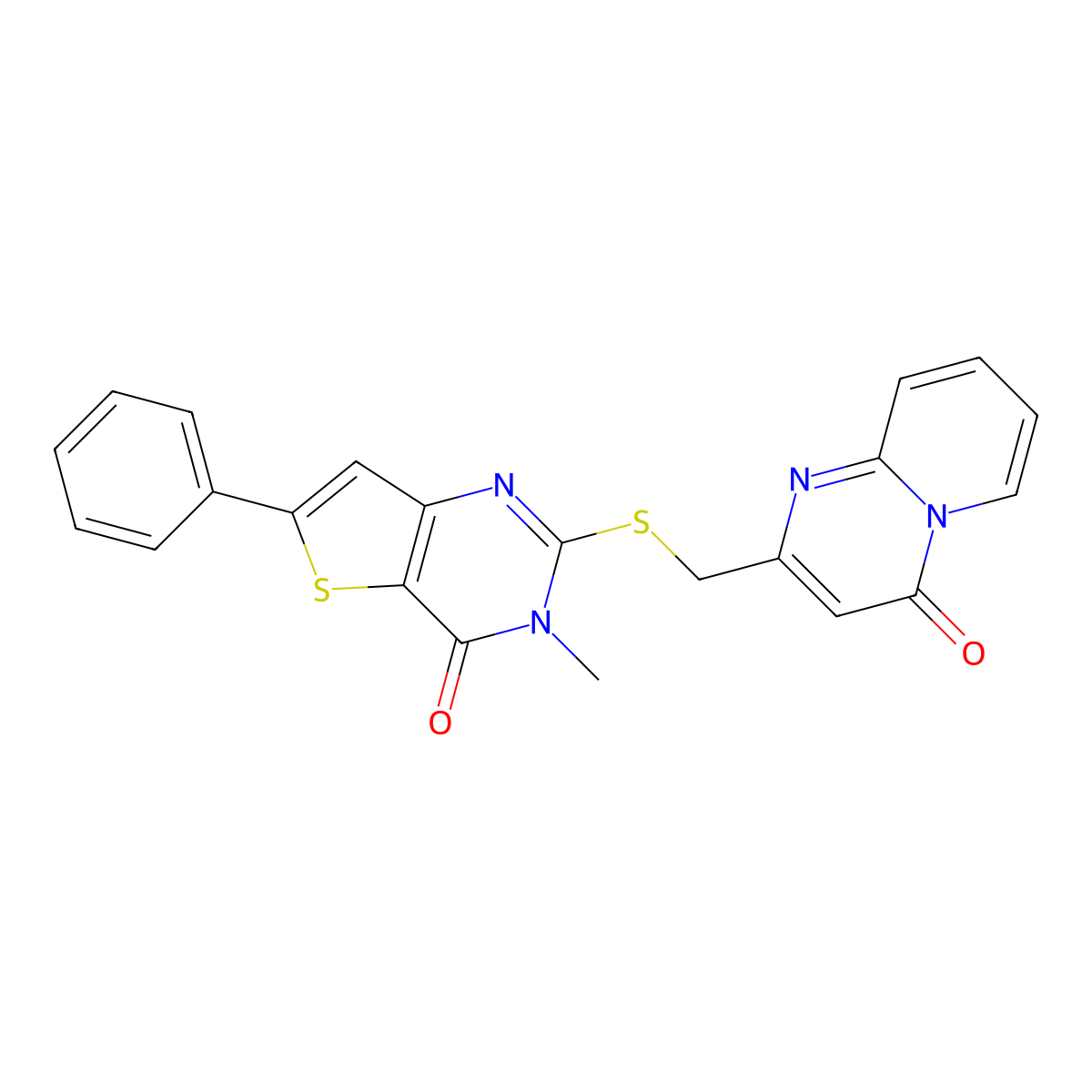 3-methyl-2-(((4-oxo-4H-pyrido[1,2-a]pyrimidin-2-yl)methyl)thio)-6-phenylthieno[3,2-d]pyrimidin-4(3H)-one molecular structure, CAS 1105214-70-7