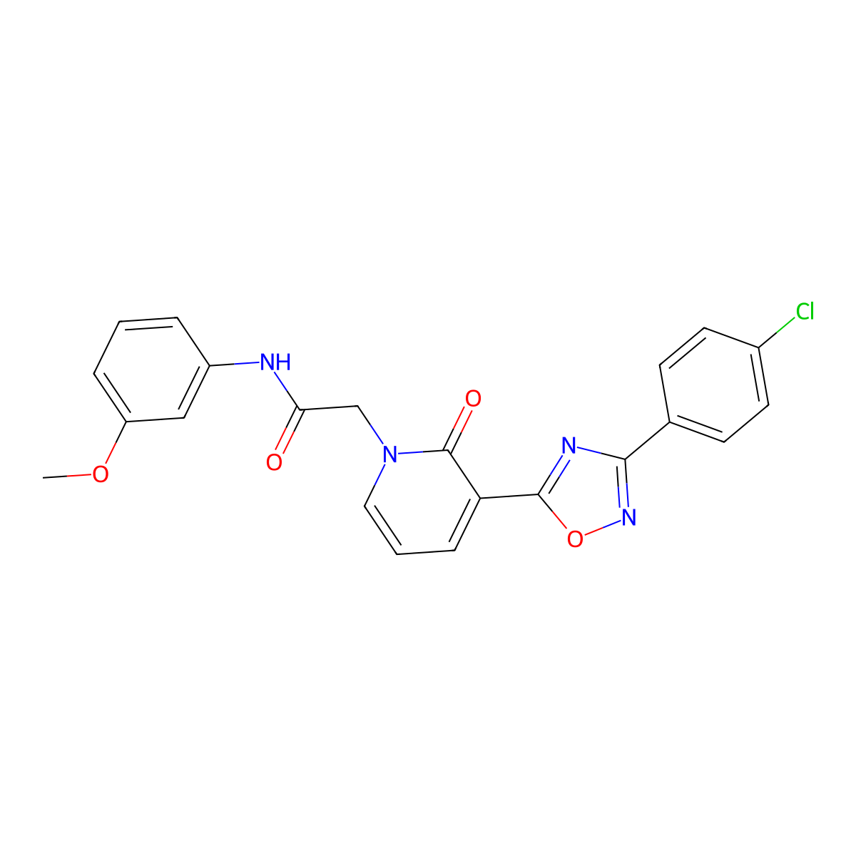 2-(3-(3-(4-chlorophenyl)-1,2,4-oxadiazol-5-yl)-2-oxopyridin-1(2H)-yl)-N-(3-methoxyphenyl)acetamide molecular structure, CAS 1105214-72-9
