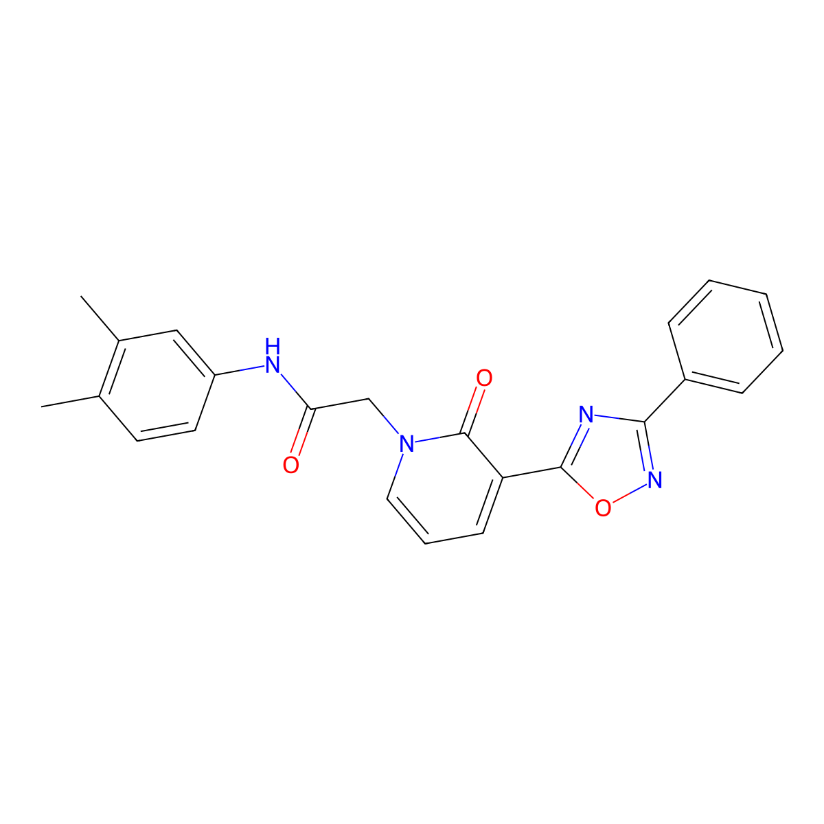 N-(3,4-dimethylphenyl)-2-[2-oxo-3-(3-phenyl-1,2,4-oxadiazol-5-yl)pyridin-1(2H)-yl]acetamide molecular structure, CAS 1105214-75-2