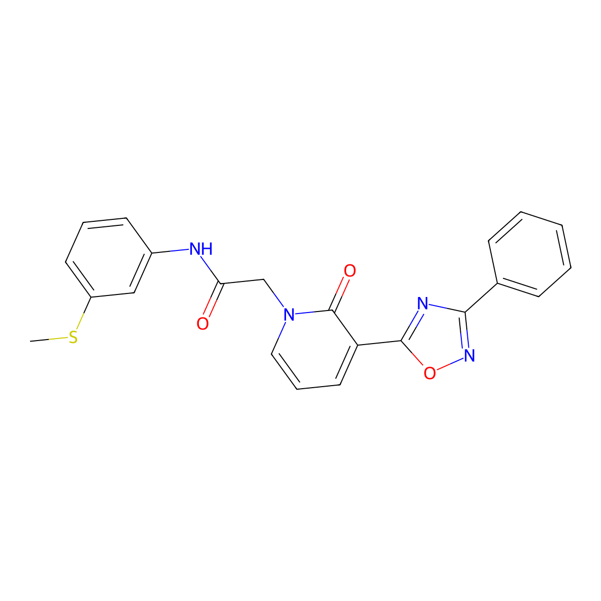 N-[3-(methylsulfanyl)phenyl]-2-[2-oxo-3-(3-phenyl-1,2,4-oxadiazol-5-yl)-1,2-dihydropyridin-1-yl]acetamide molecular structure, CAS 1105214-79-6