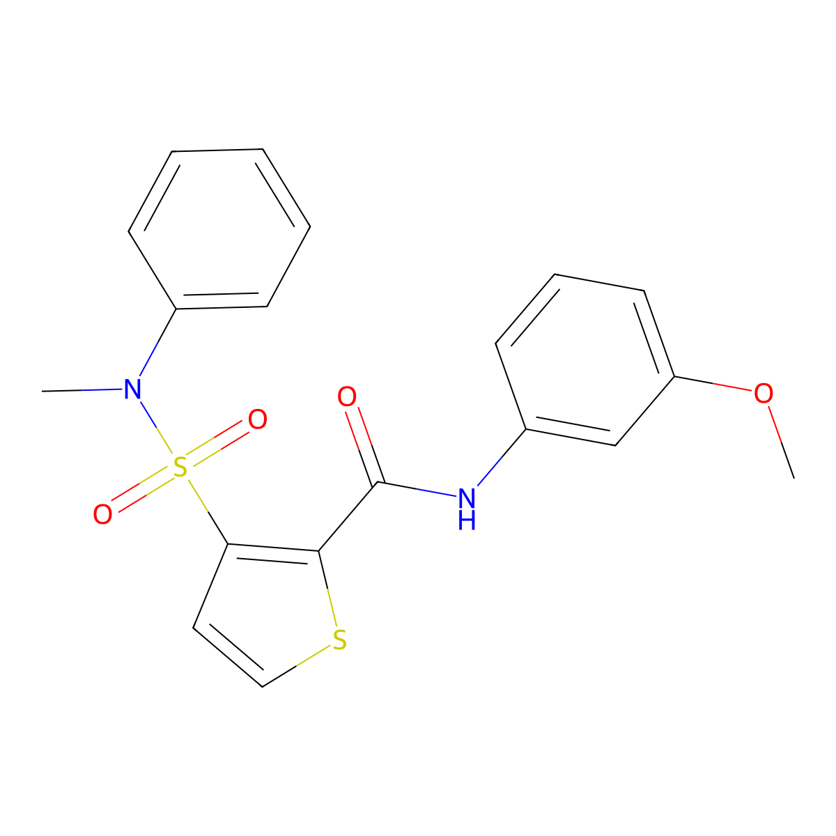 N-(3-methoxyphenyl)-3-[methyl(phenyl)sulfamoyl]thiophene-2-carboxamide molecular structure, CAS 1105214-87-6