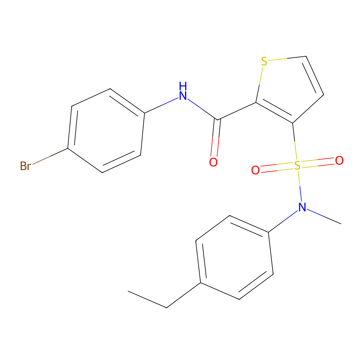 N-(4-bromophenyl)-3-[(4-ethylphenyl)(methyl)sulfamoyl]thiophene-2-carboxamide molecular structure, CAS 1105215-02-8