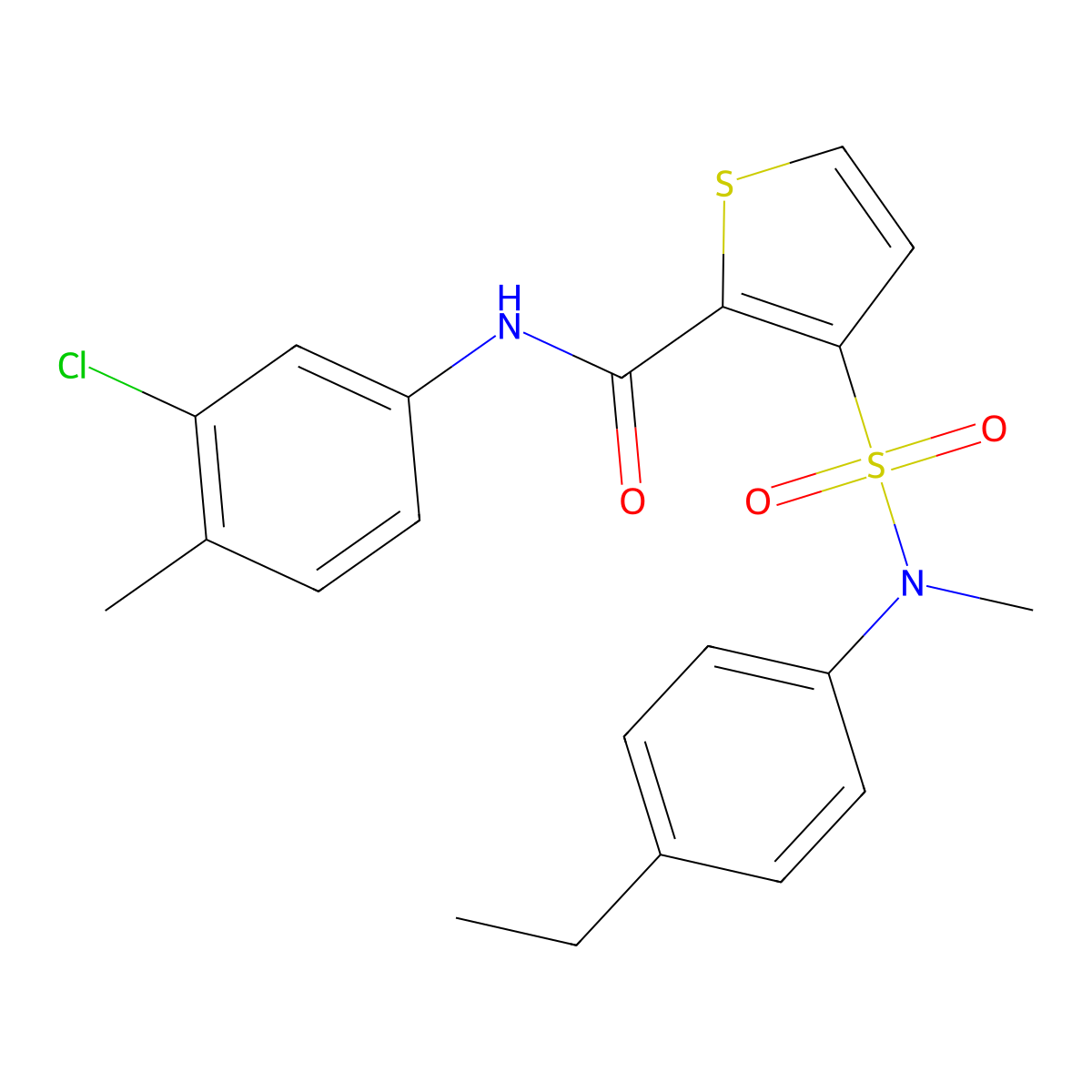 N-(3-chloro-4-methylphenyl)-3-[(4-ethylphenyl)(methyl)sulfamoyl]thiophene-2-carboxamide molecular structure, CAS 1105215-06-2