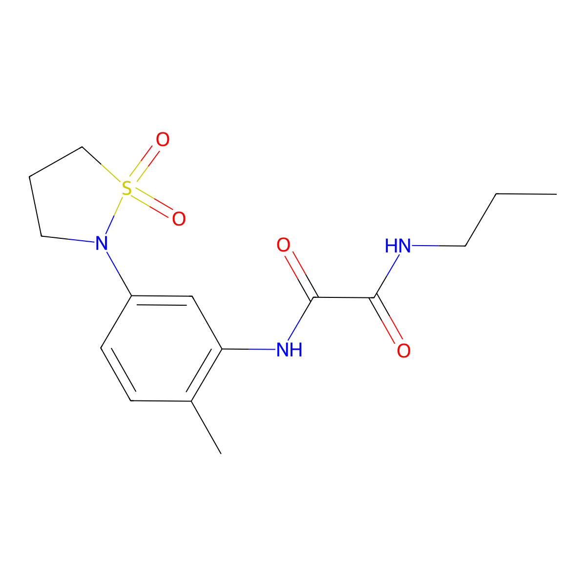 N1-(5-(1,1-dioxidoisothiazolidin-2-yl)-2-methylphenyl)-N2-propyloxalamide molecular structure, CAS 1105215-08-4