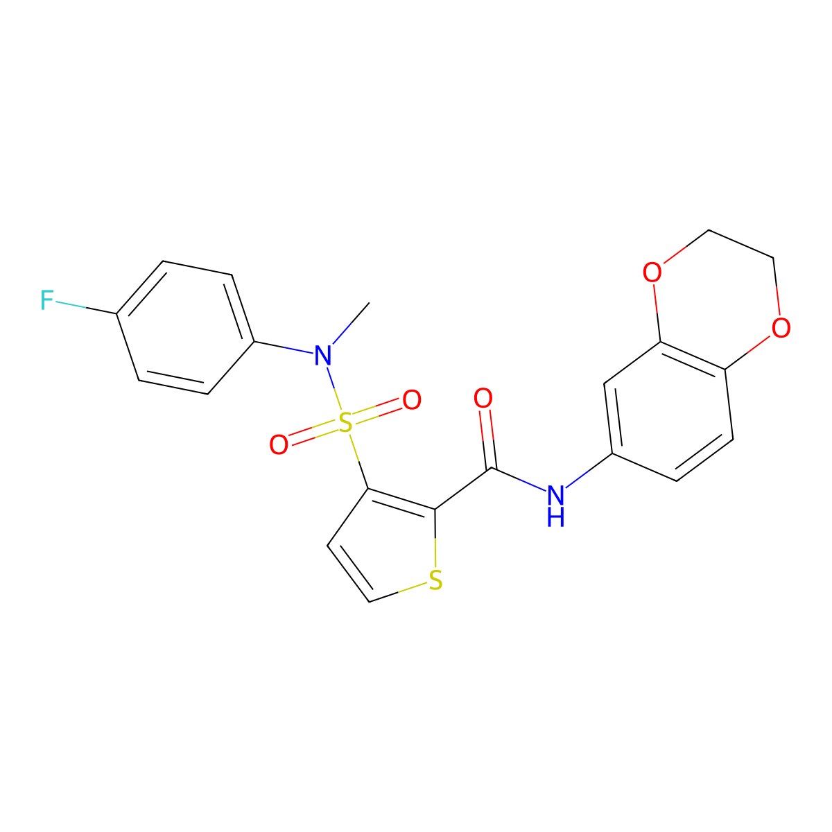 N-(2,3-dihydro-1,4-benzodioxin-6-yl)-3-[(4-fluorophenyl)(methyl)sulfamoyl]thiophene-2-carboxamide molecular structure, CAS 1105215-10-8