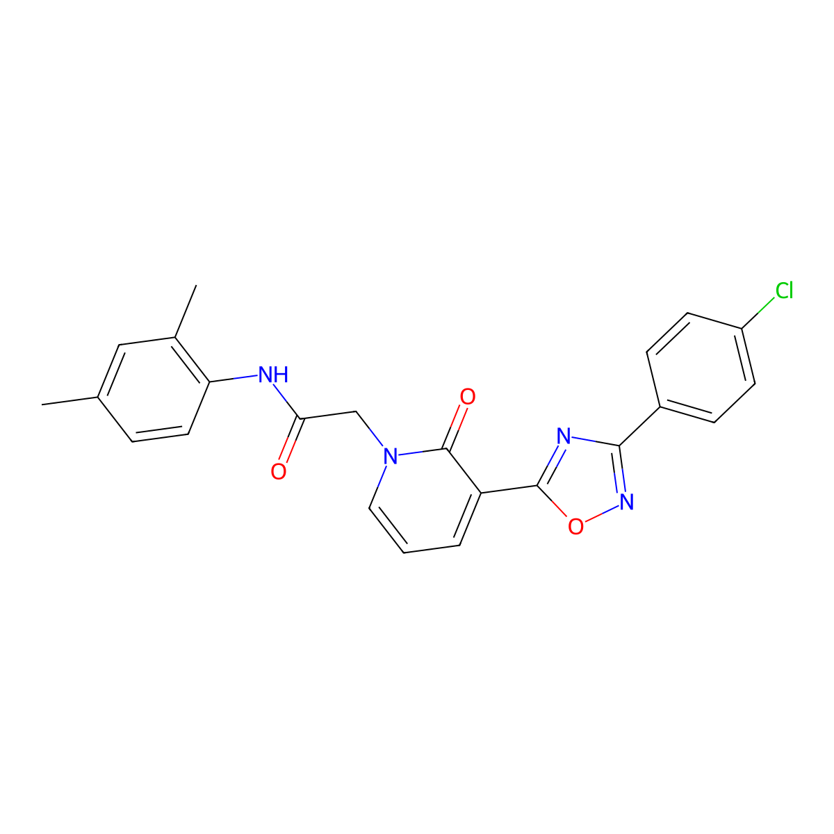 2-(3-(3-(4-chlorophenyl)-1,2,4-oxadiazol-5-yl)-2-oxopyridin-1(2H)-yl)-N-(2,4-dimethylphenyl)acetamide molecular structure, CAS 1105215-11-9