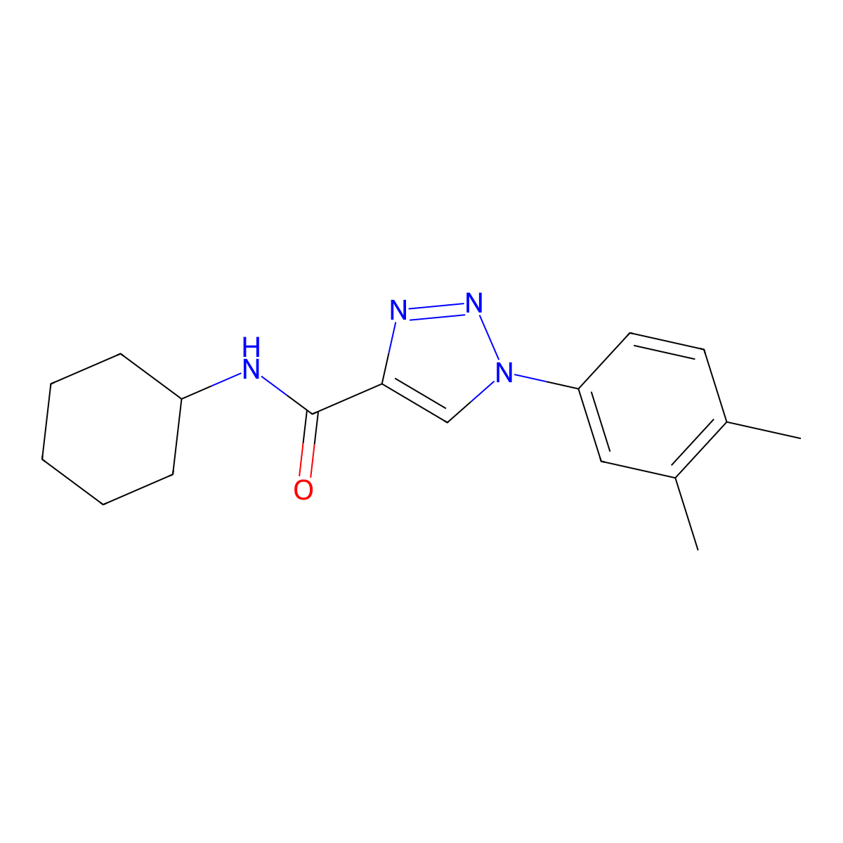N-cyclohexyl-1-(3,4-dimethylphenyl)-1H-1,2,3-triazole-4-carboxamide molecular structure, CAS 1105215-13-1