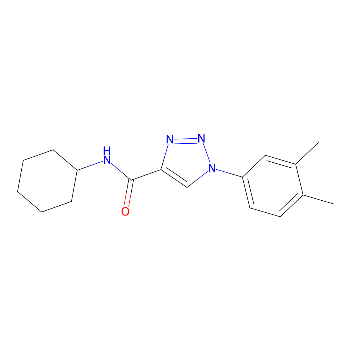 N-cyclohexyl-1-(3,4-dimethylphenyl)-1H-1,2,3-triazole-4-carboxamide molecular structure, CAS 1105215-13-1