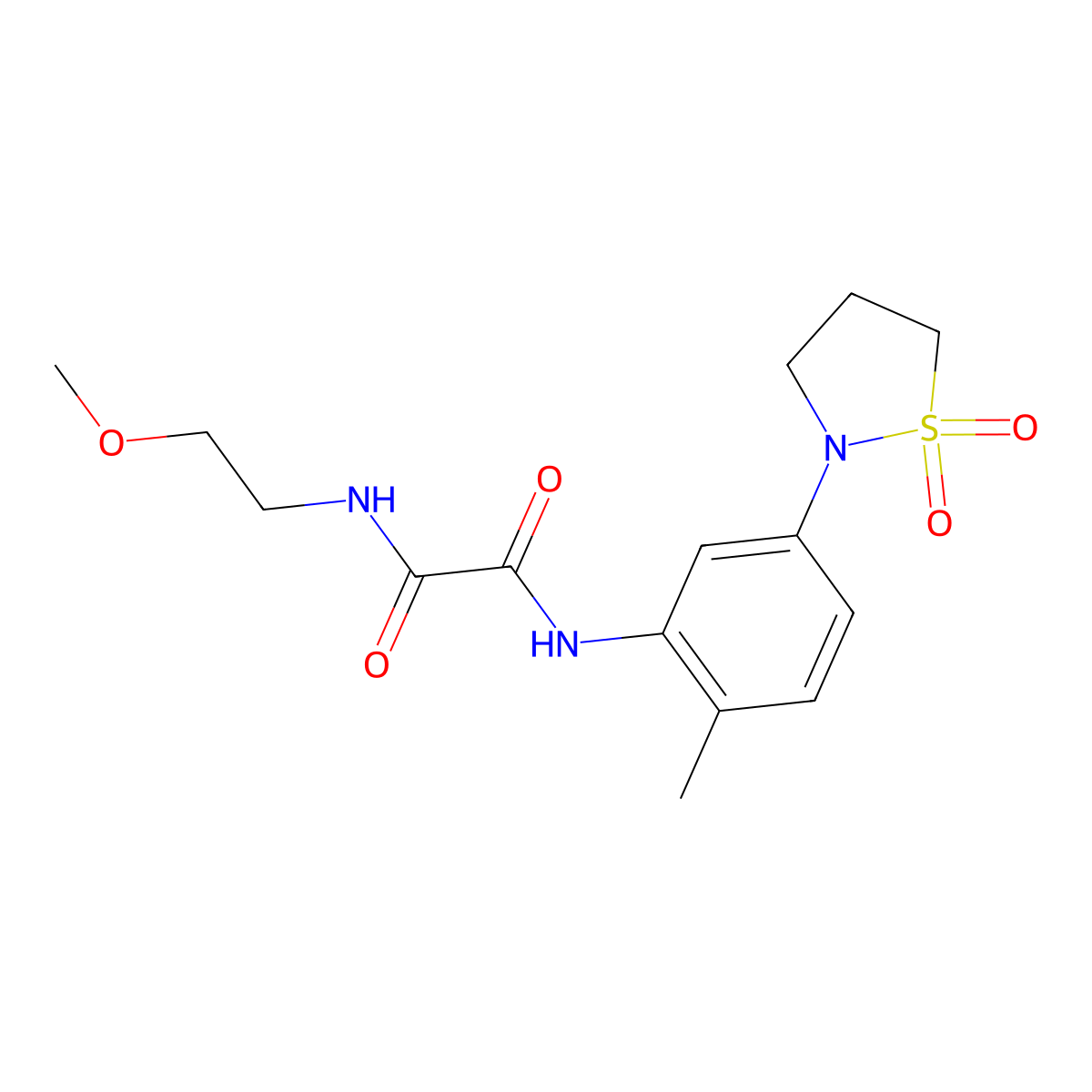 N1-(5-(1,1-dioxidoisothiazolidin-2-yl)-2-methylphenyl)-N2-(2-methoxyethyl)oxalamide molecular structure, CAS 1105215-16-4