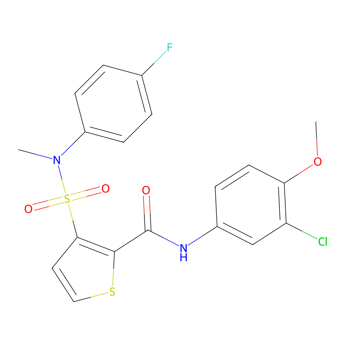 N-(3-chloro-4-methoxyphenyl)-3-[(4-fluorophenyl)(methyl)sulfamoyl]thiophene-2-carboxamide molecular structure, CAS 1105215-18-6
