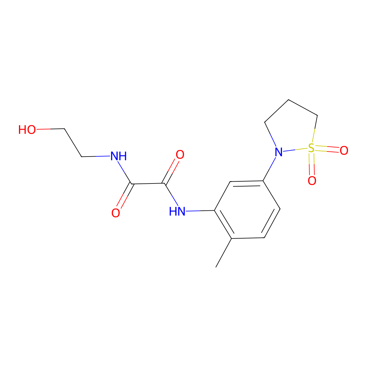 N1-(5-(1,1-dioxidoisothiazolidin-2-yl)-2-methylphenyl)-N2-(2-hydroxyethyl)oxalamide molecular structure, CAS 1105215-20-0