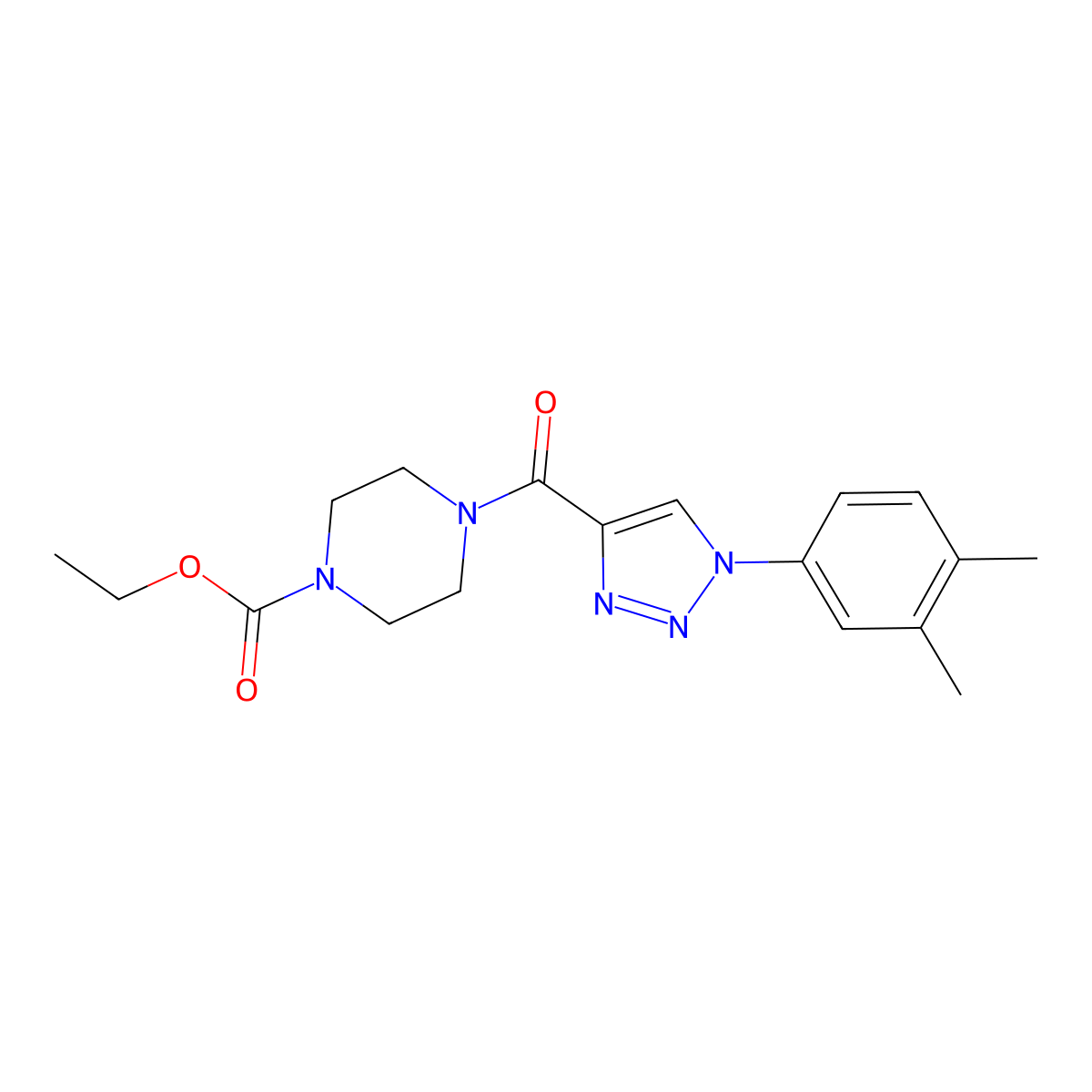 ethyl 4-(1-(3,4-dimethylphenyl)-1H-1,2,3-triazole-4-carbonyl)piperazine-1-carboxylate molecular structure, CAS 1105215-21-1