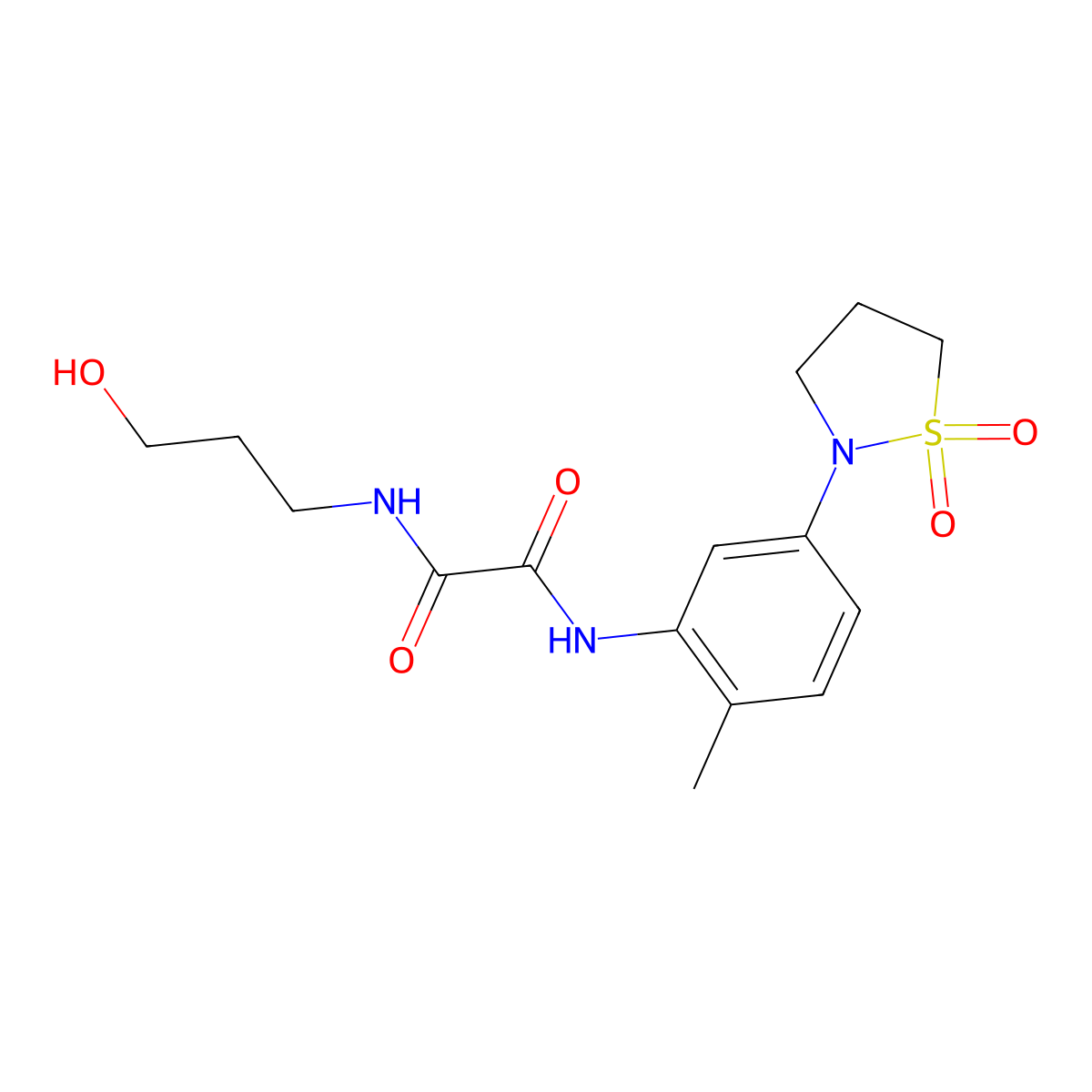 N1-(5-(1,1-dioxidoisothiazolidin-2-yl)-2-methylphenyl)-N2-(3-hydroxypropyl)oxalamide molecular structure, CAS 1105215-24-4