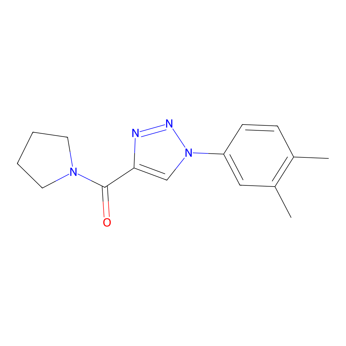 (1-(3,4-dimethylphenyl)-1H-1,2,3-triazol-4-yl)(pyrrolidin-1-yl)methanone molecular structure, CAS 1105215-25-5