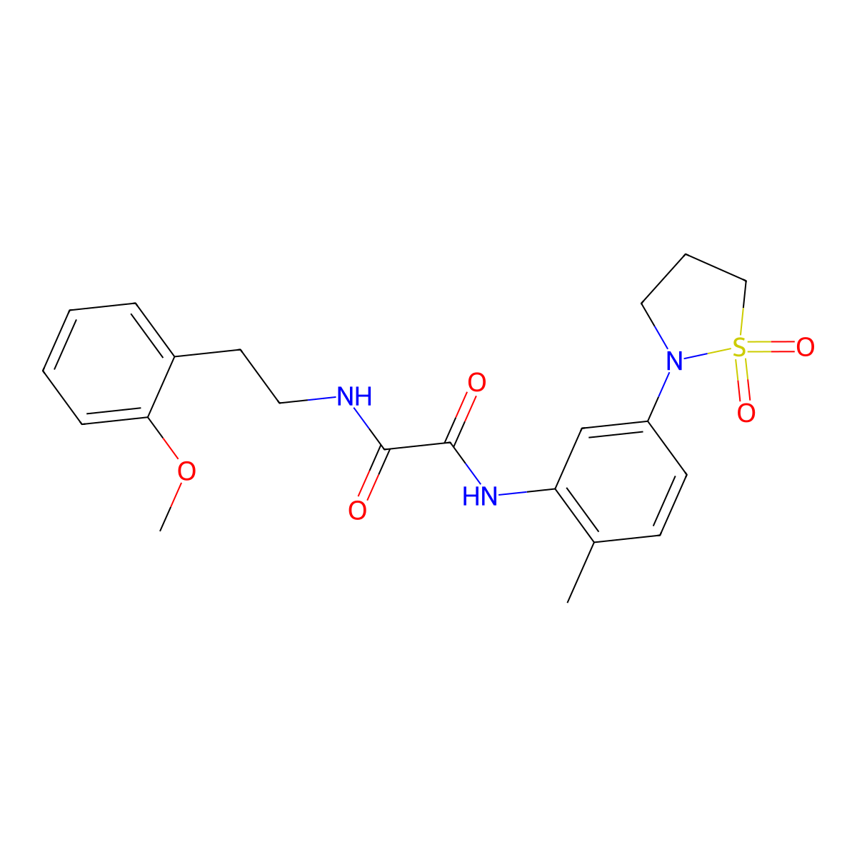 N1-(5-(1,1-dioxidoisothiazolidin-2-yl)-2-methylphenyl)-N2-(2-methoxyphenethyl)oxalamide molecular structure, CAS 1105215-32-4