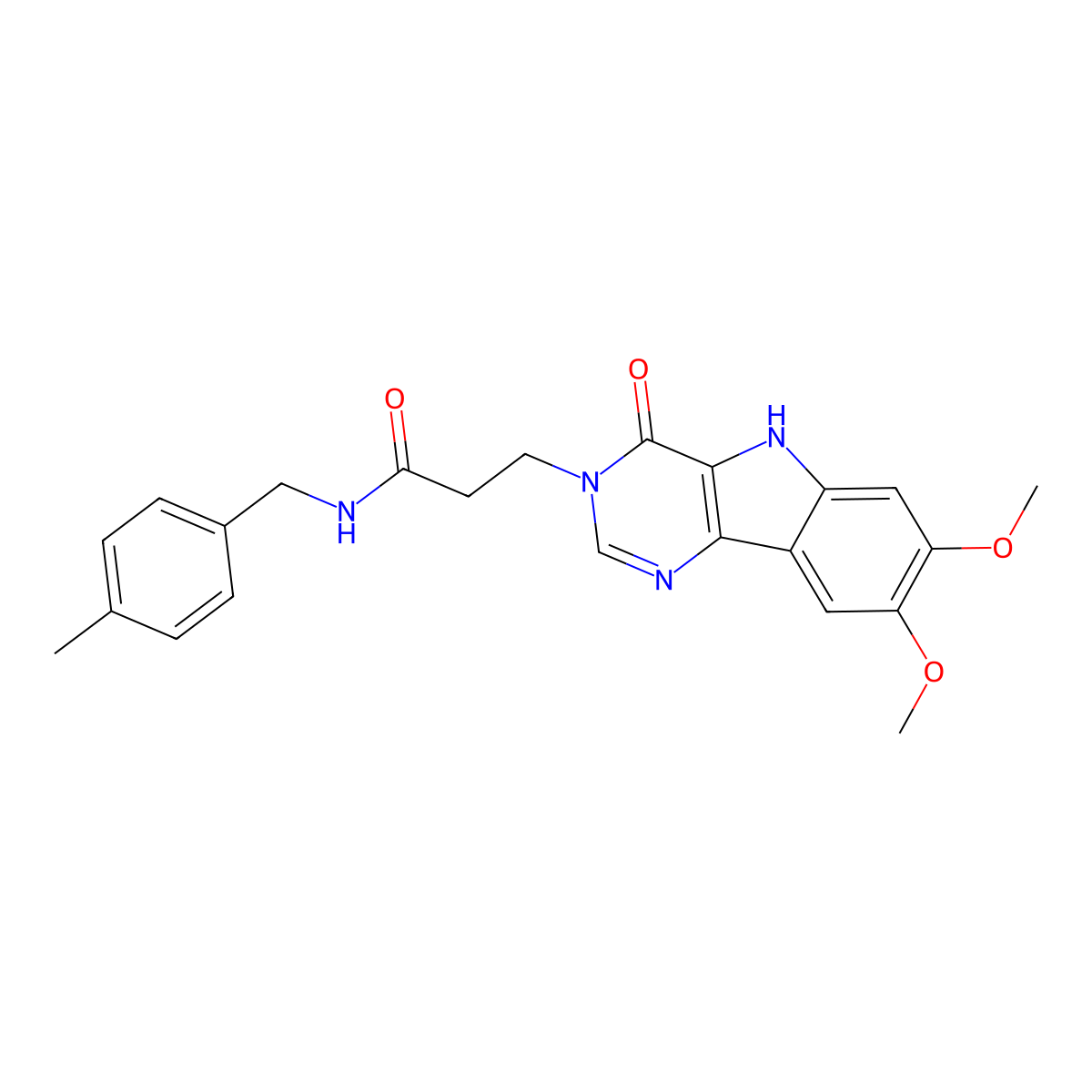 3-(7,8-dimethoxy-4-oxo-4,5-dihydro-3H-pyrimido[5,4-b]indol-3-yl)-N-(4-methylbenzyl)propanamide molecular structure, CAS 1105215-34-6