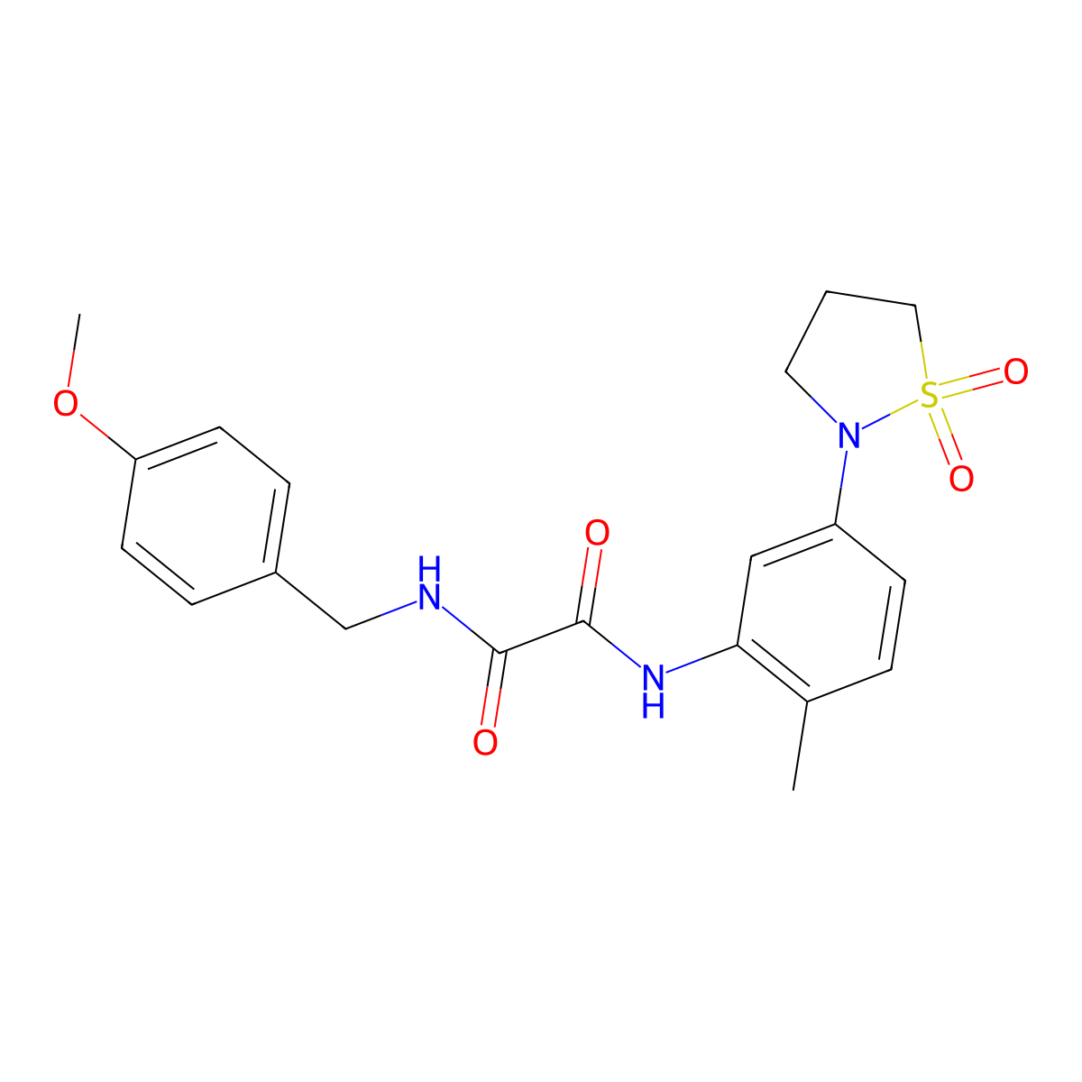 N1-(5-(1,1-dioxidoisothiazolidin-2-yl)-2-methylphenyl)-N2-(4-methoxybenzyl)oxalamide molecular structure, CAS 1105215-36-8