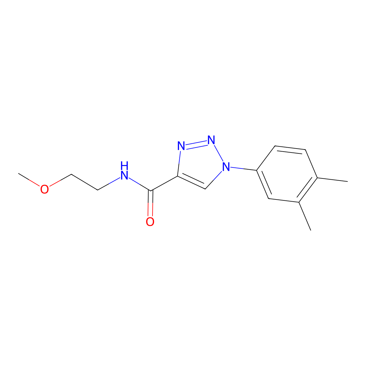 1-(3,4-dimethylphenyl)-N-(2-methoxyethyl)-1H-1,2,3-triazole-4-carboxamide molecular structure, CAS 1105215-37-9
