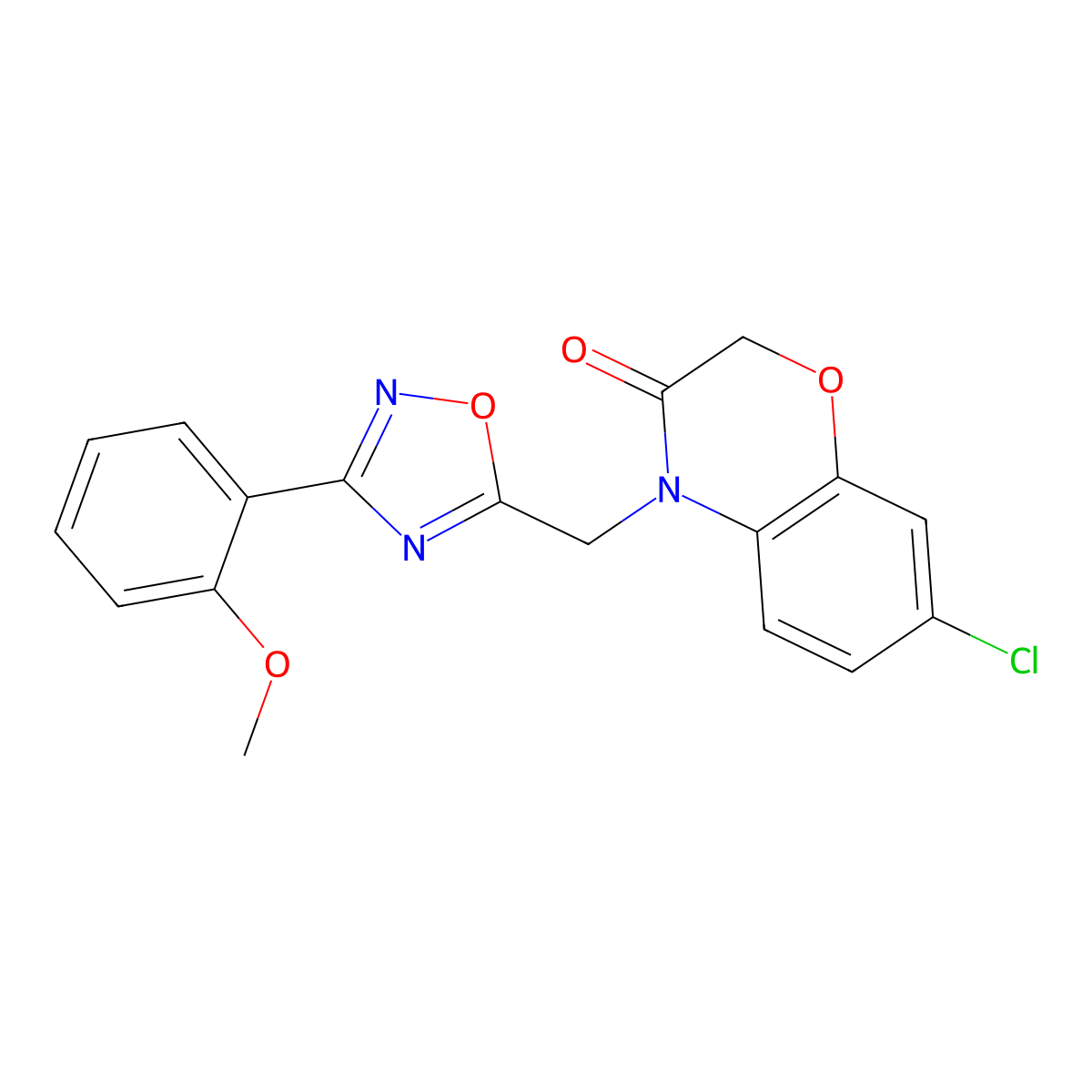 7-chloro-4-((3-(2-methoxyphenyl)-1,2,4-oxadiazol-5-yl)methyl)-2H-benzo[b][1,4]oxazin-3(4H)-one molecular structure, CAS 1105215-43-7