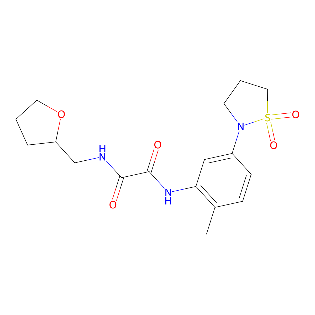 N1-(5-(1,1-dioxidoisothiazolidin-2-yl)-2-methylphenyl)-N2-((tetrahydrofuran-2-yl)methyl)oxalamide molecular structure, CAS 1105215-44-8