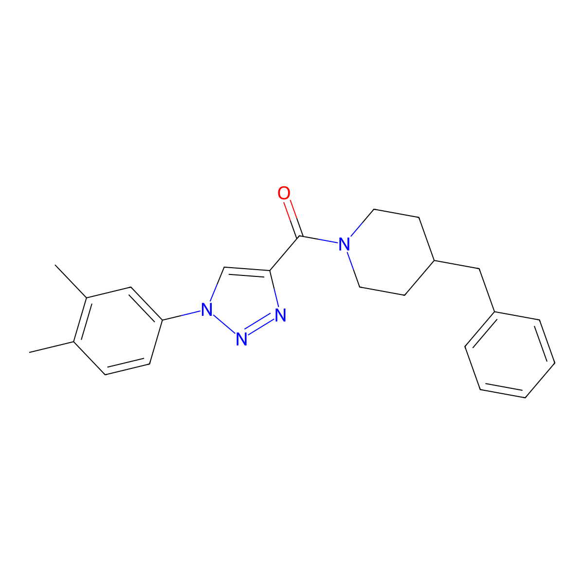 (4-benzylpiperidin-1-yl)(1-(3,4-dimethylphenyl)-1H-1,2,3-triazol-4-yl)methanone molecular structure, CAS 1105215-49-3