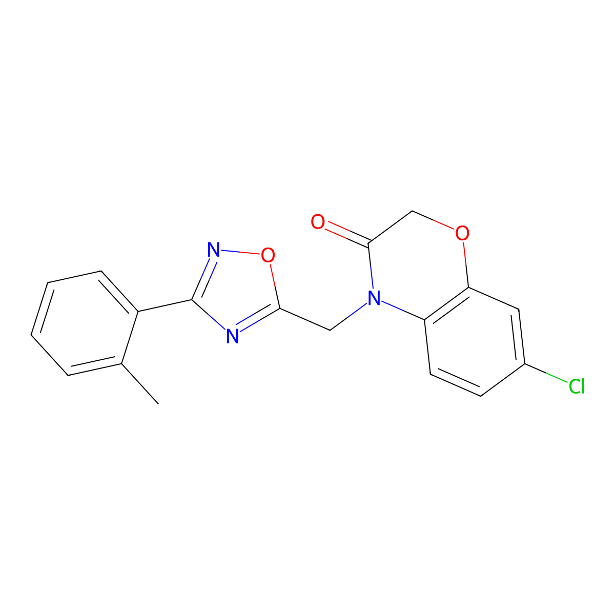 7-chloro-4-((3-(o-tolyl)-1,2,4-oxadiazol-5-yl)methyl)-2H-benzo[b][1,4]oxazin-3(4H)-one molecular structure, CAS 1105215-51-7