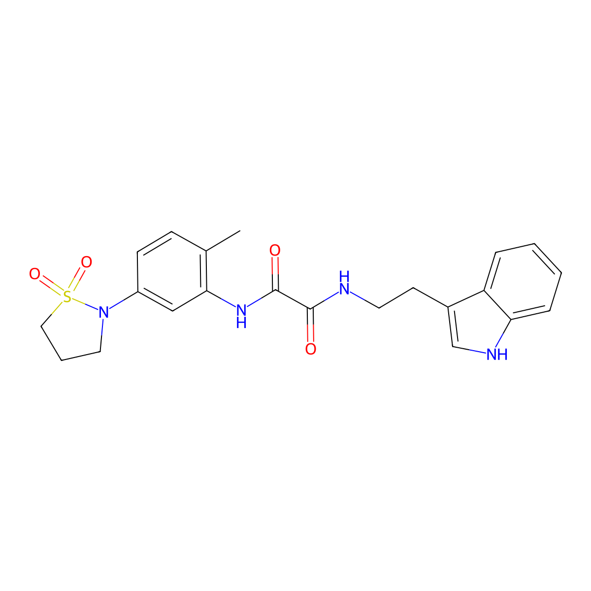 N1-(2-(1H-indol-3-yl)ethyl)-N2-(5-(1,1-dioxidoisothiazolidin-2-yl)-2-methylphenyl)oxalamide molecular structure, CAS 1105215-52-8